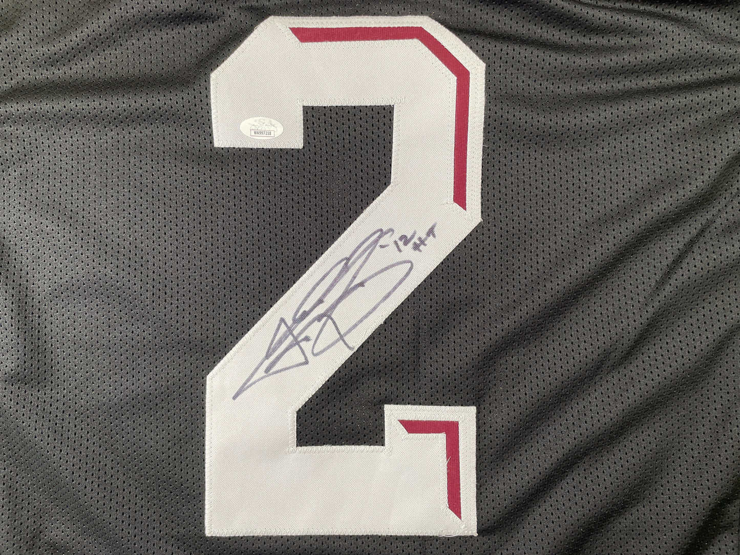 JOHNNY MANZIEL BLACK TEXAS A&M SIGNED JERSEY w/12HT JSA