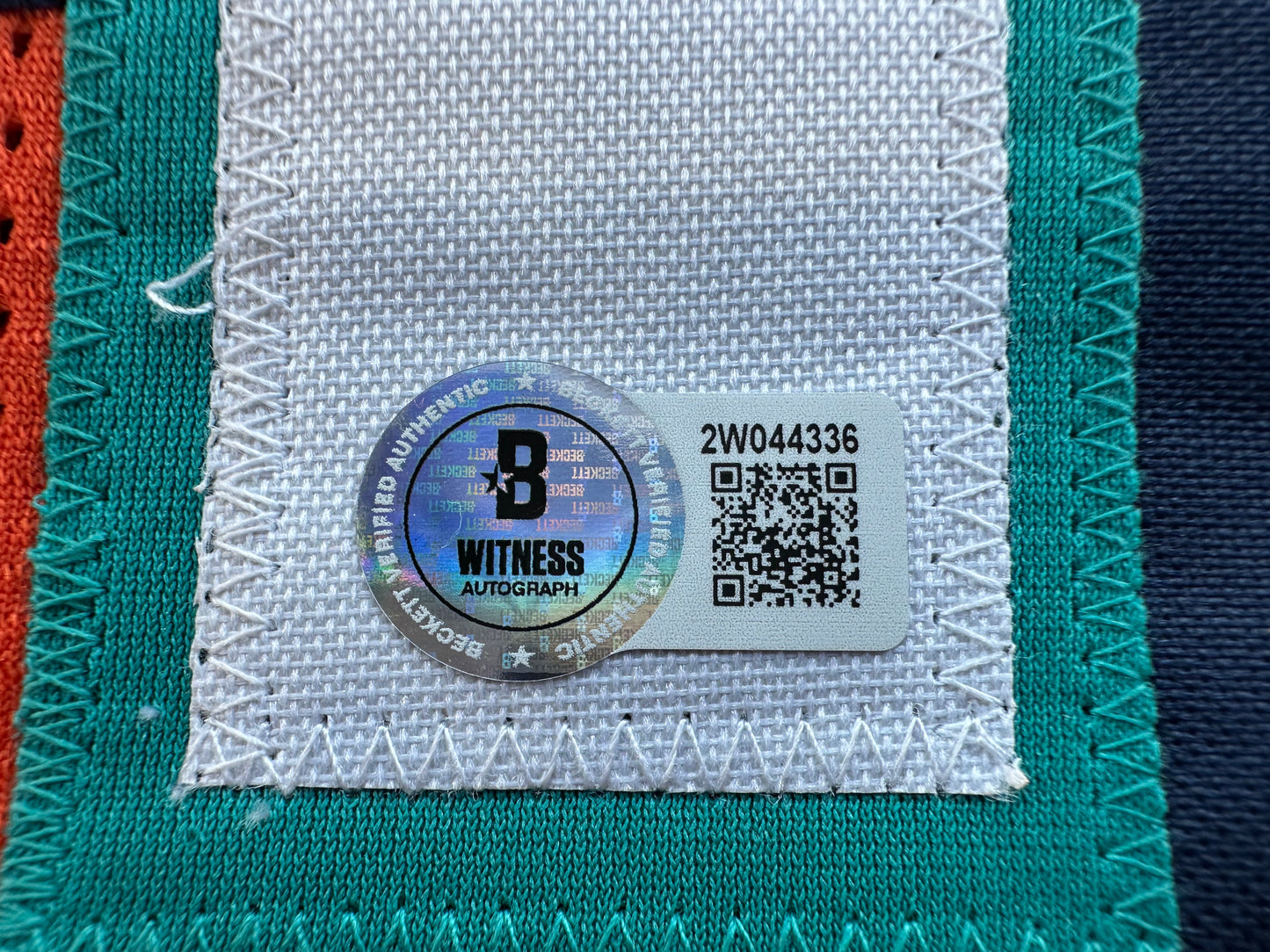 ZACH THOMAS SIGNED ORANGE FOOTBALL JERSEY Miami Dolphins BAS