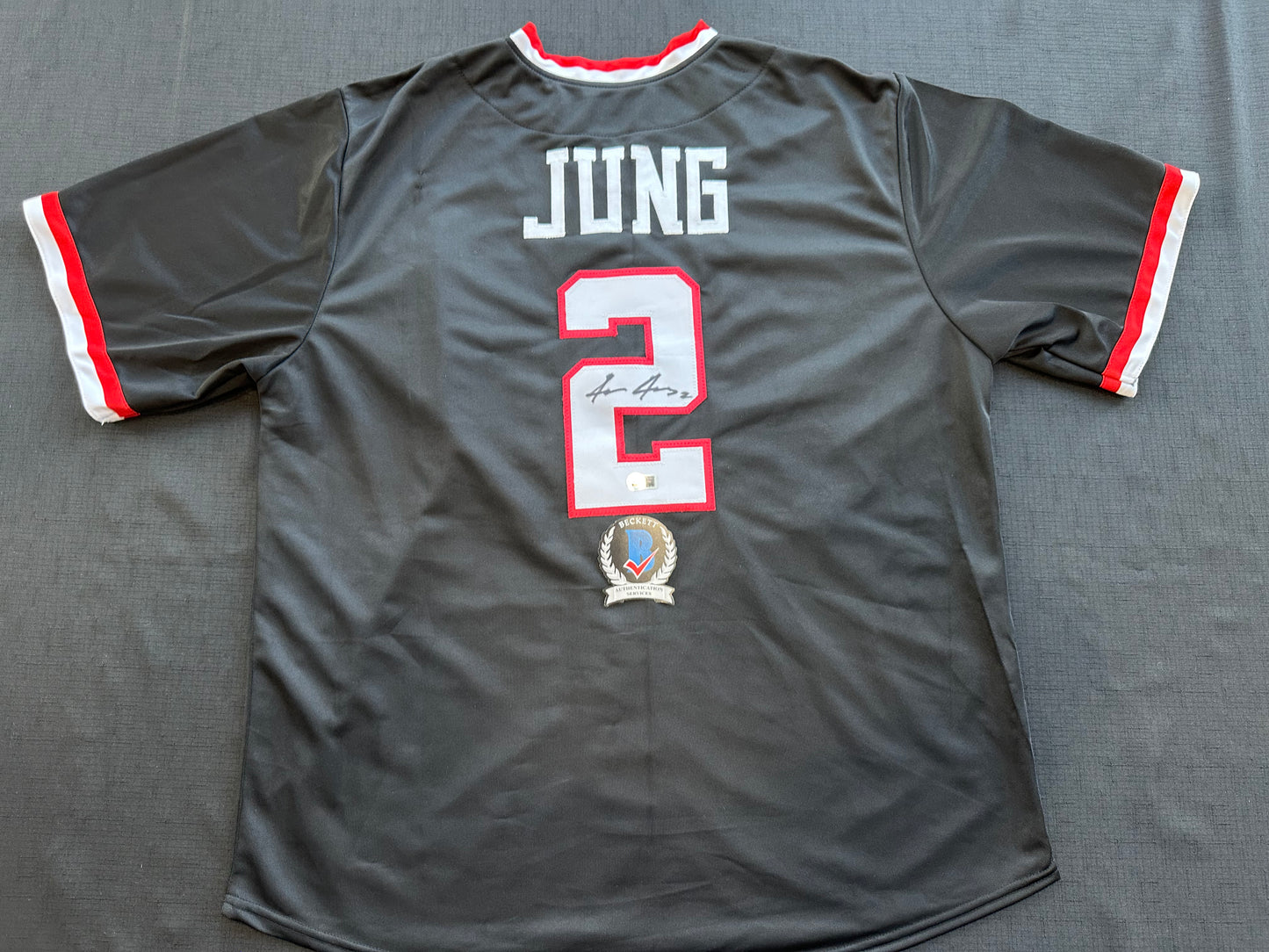 JACE JUNG SIGNED BLACK TEXAS TECH JERSEY BAS