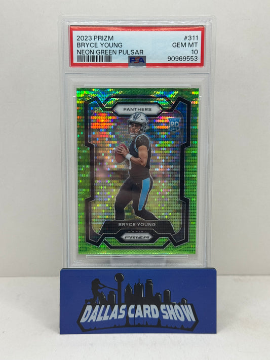 2023 Panini Prizm #311 Bryce Young Neon Green Pulsar Rookie RC PSA 10