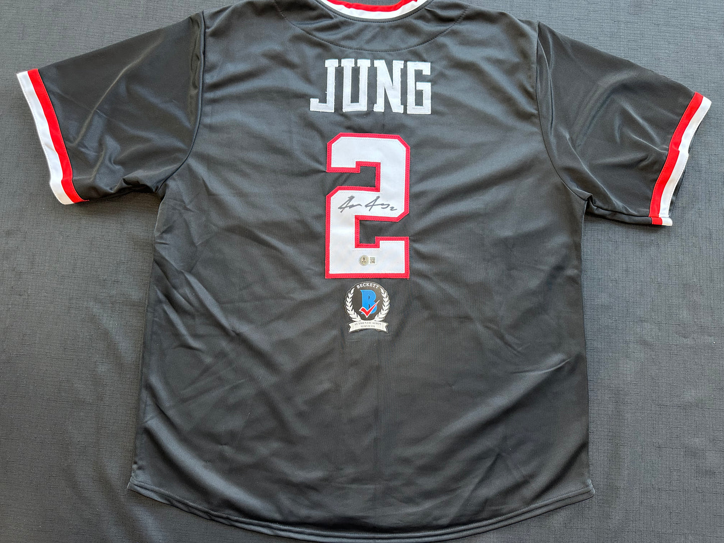 JACE JUNG SIGNED BLACK TEXAS TECH JERSEY BAS