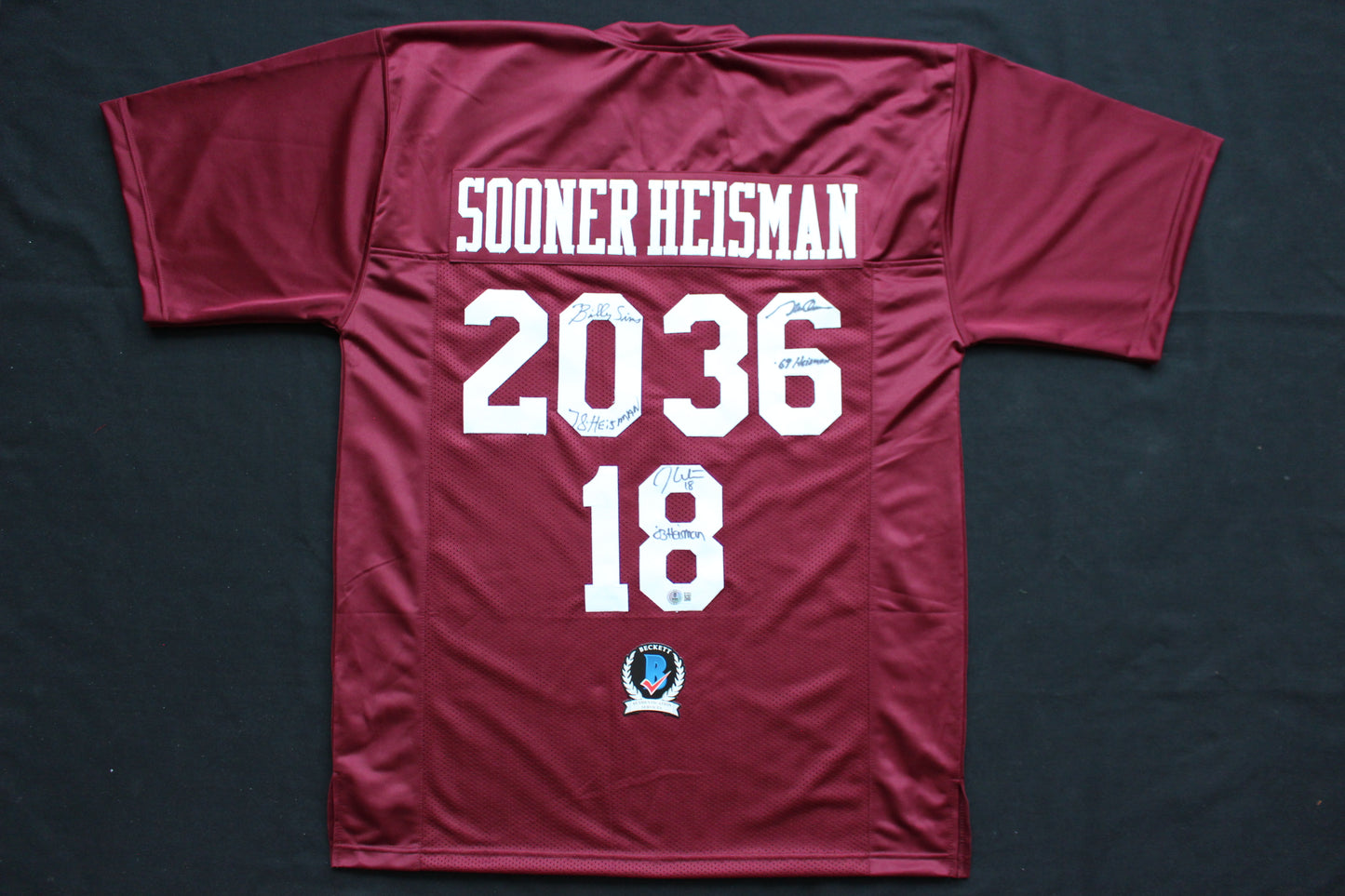 STEVE OWENS BILLY SIMS JASON WHITE SIGNED OKLAHOMA SOONERS JERSEY BAS