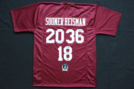 STEVE OWENS BILLY SIMS JASON WHITE SIGNED OKLAHOMA SOONERS JERSEY BAS