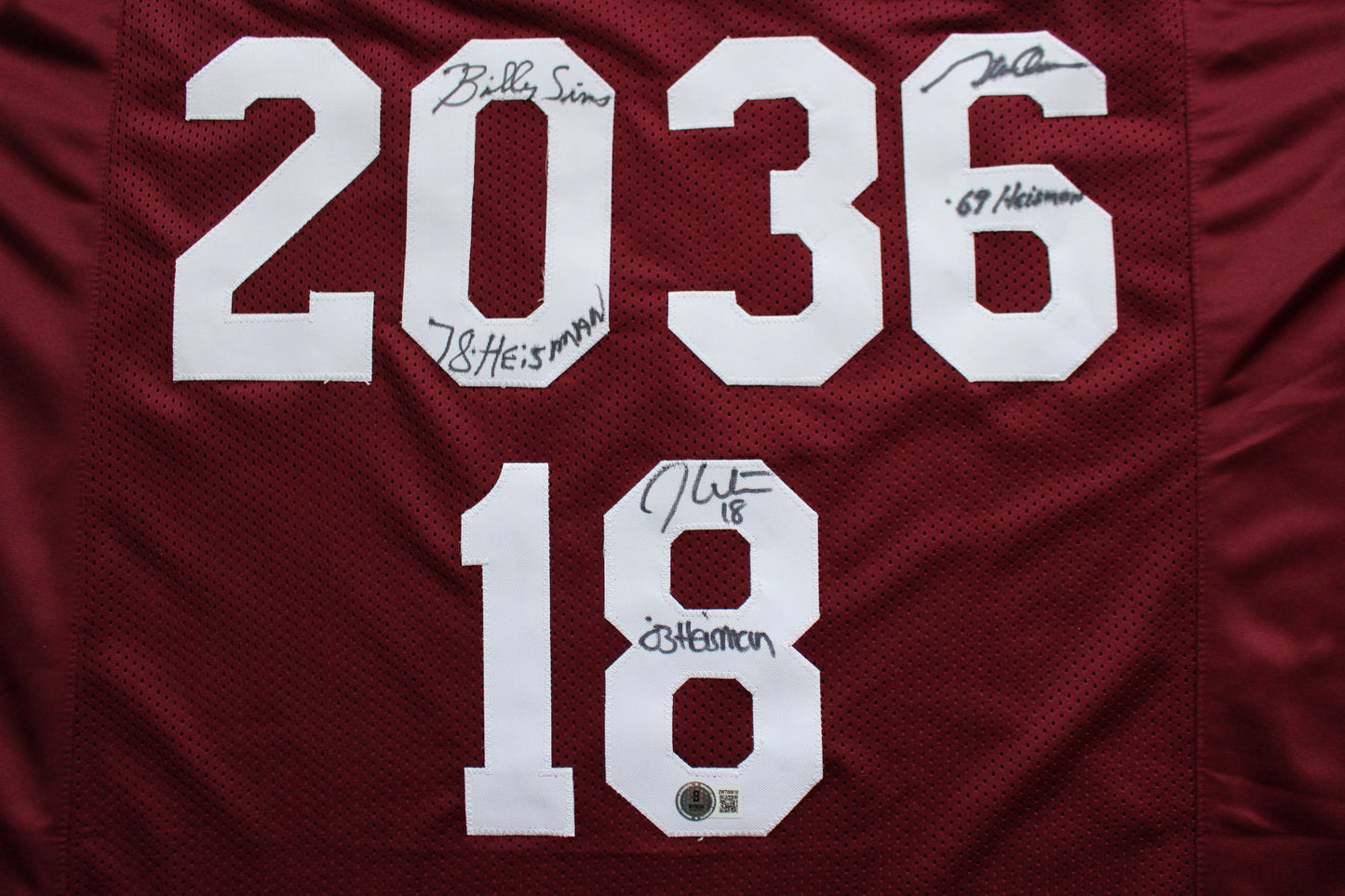 STEVE OWENS BILLY SIMS JASON WHITE SIGNED OKLAHOMA SOONERS JERSEY BAS