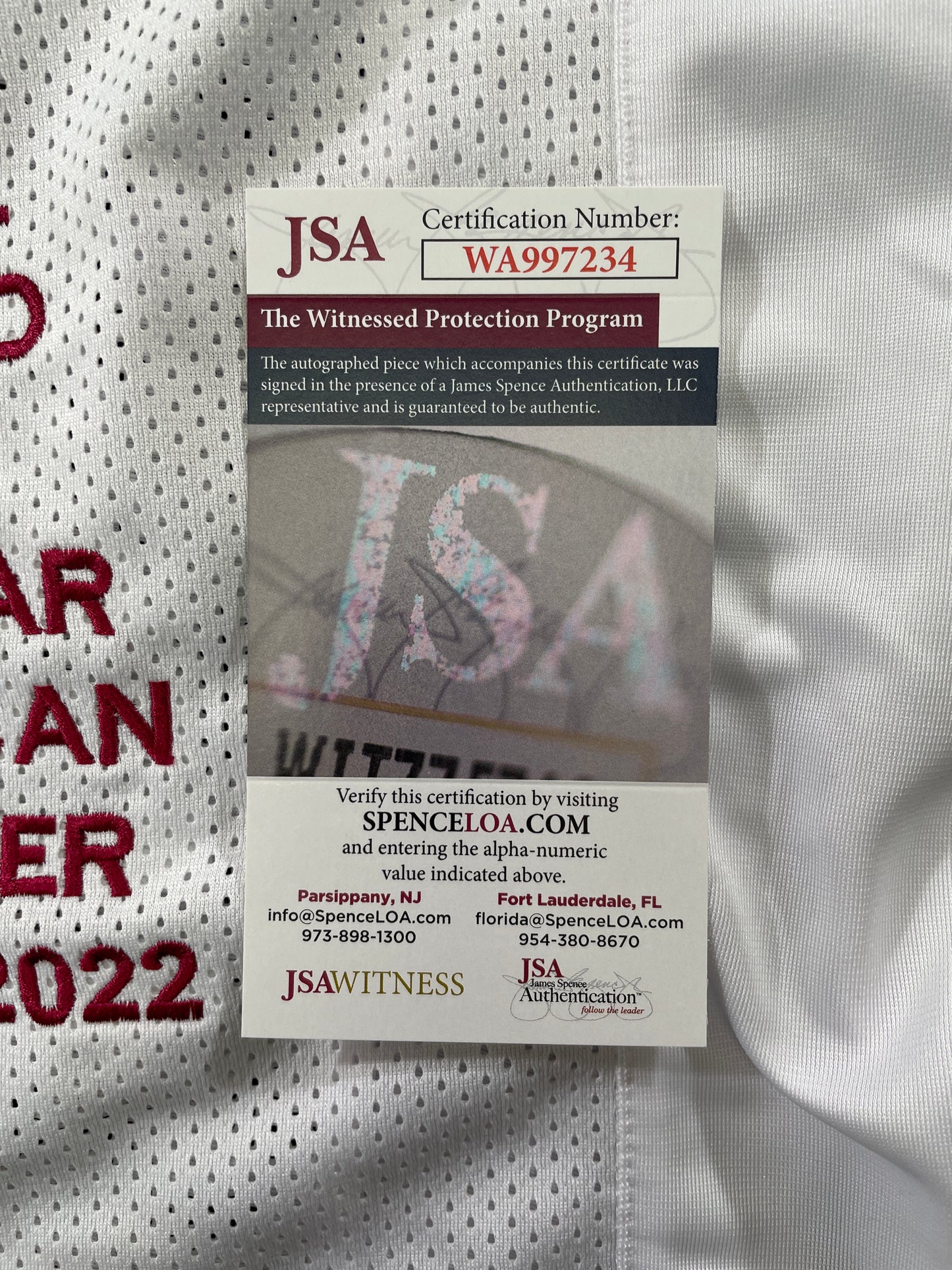 JOHNNY MANZIEL WHITE TEXAS A&M SIGNED STAT JERSEY w/"Home of the 12th Man" JSA