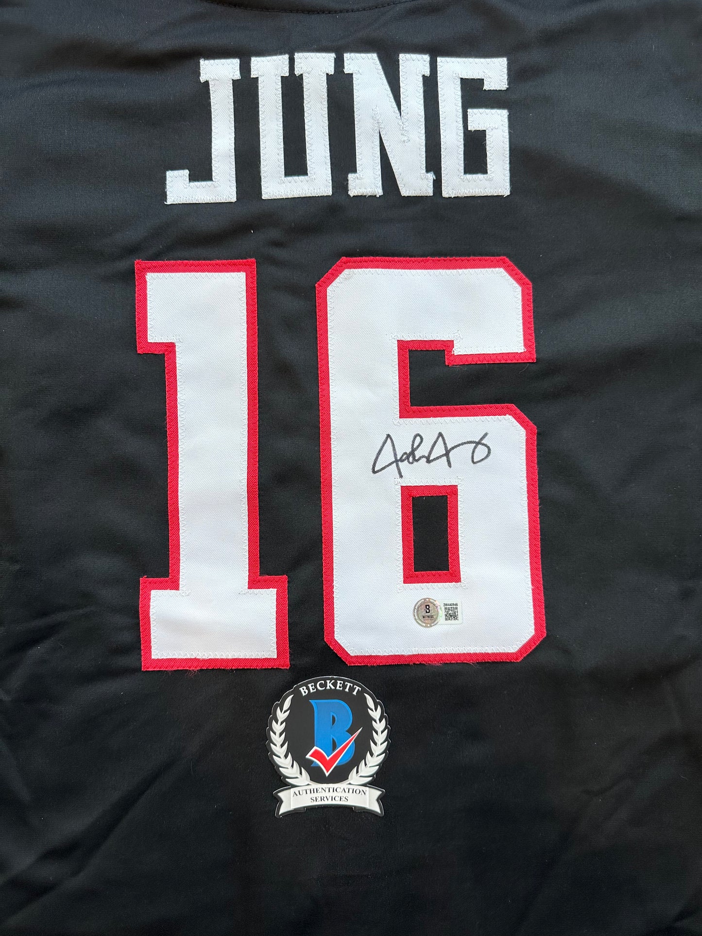 JOSH JUNG SIGNED BLACK TEXAS TECH JERSEY Rangers BAS