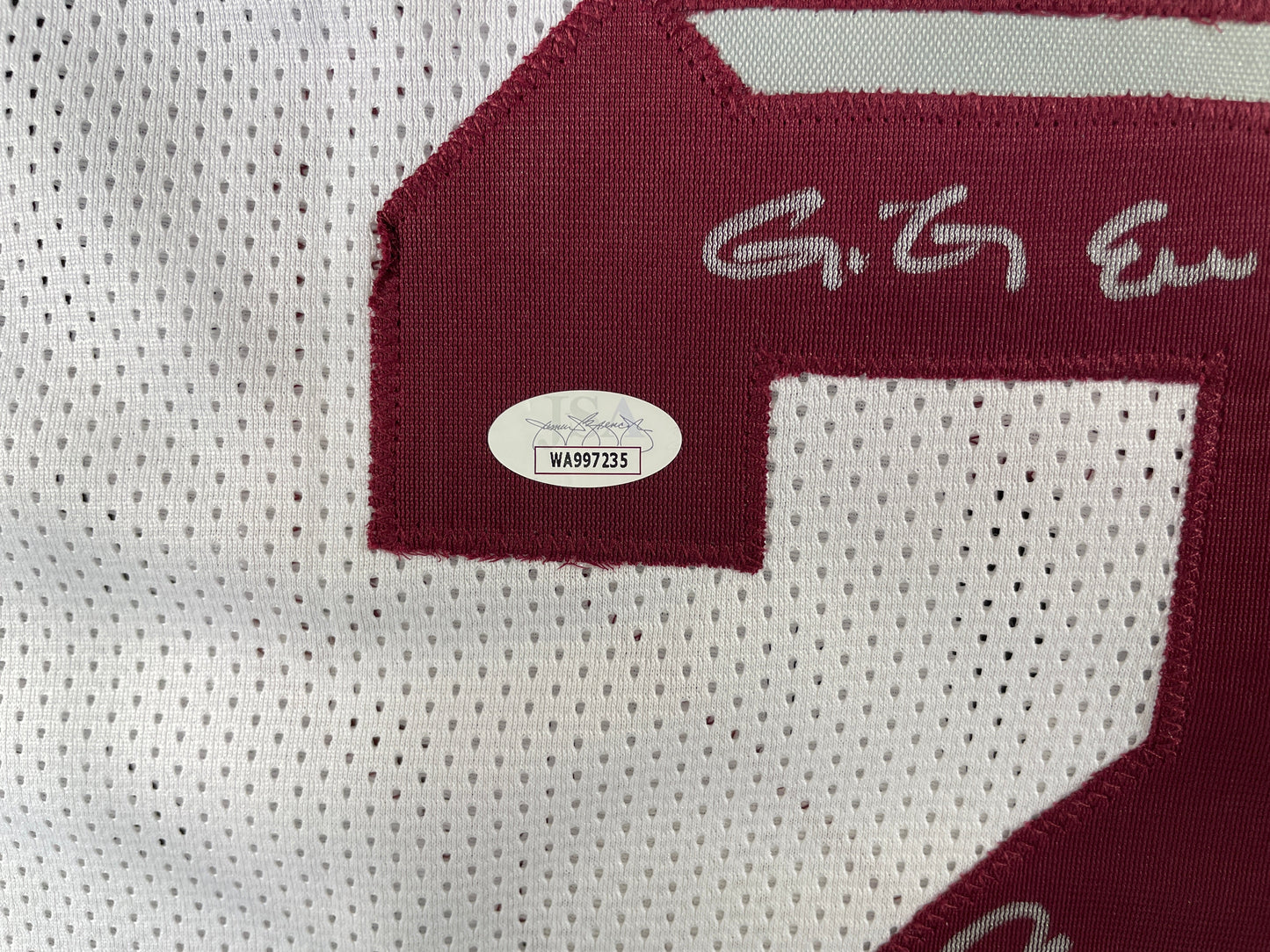 JOHNNY MANZIEL WHITE TEXAS A&M SIGNED STAT JERSEY w/"Home of the 12th Man" JSA