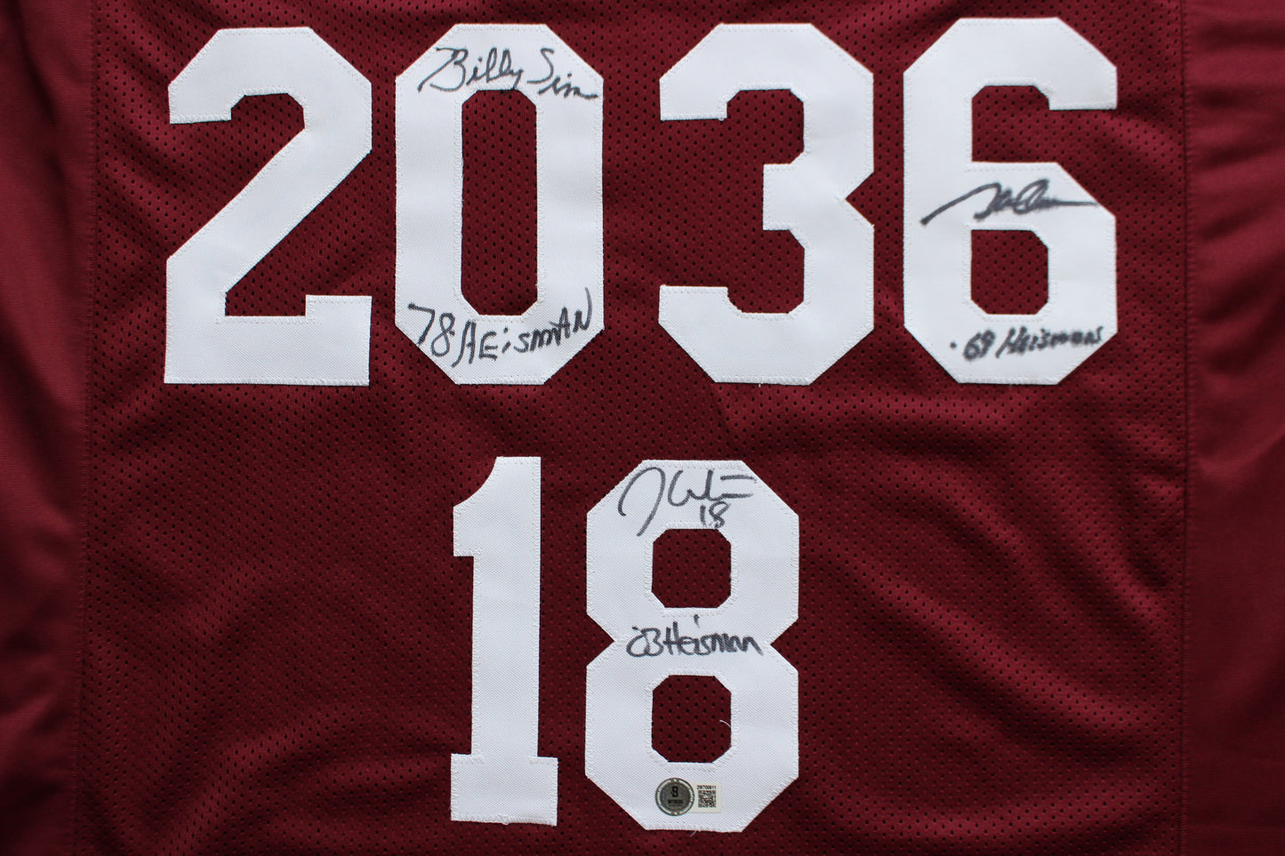 STEVE OWENS BILLY SIMS JASON WHITE SIGNED OKLAHOMA SOONERS JERSEY BAS