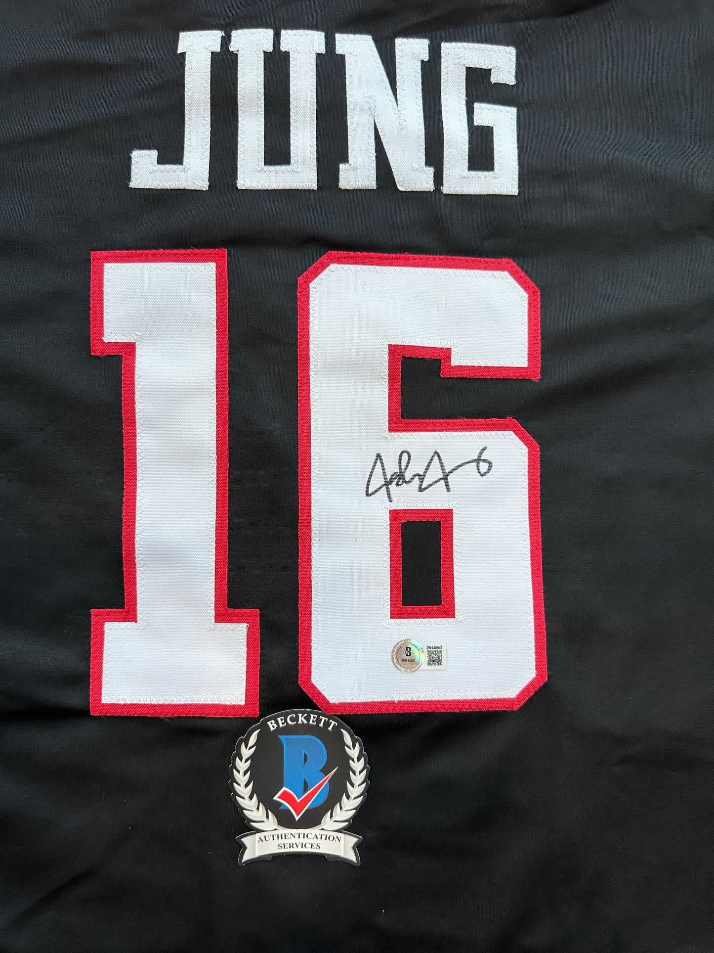 JOSH JUNG SIGNED BLACK TEXAS TECH JERSEY Rangers BAS