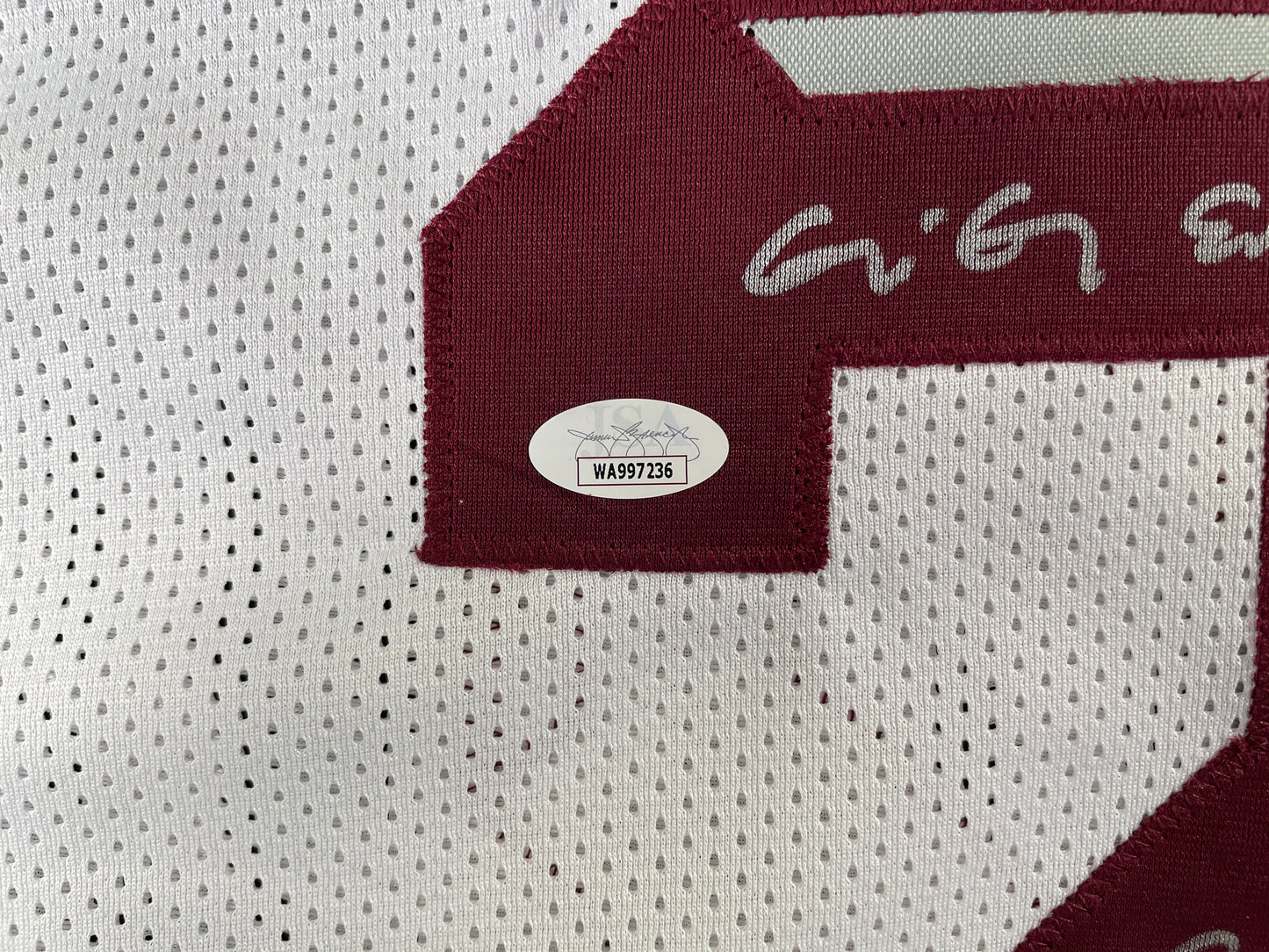 JOHNNY MANZIEL WHITE TEXAS A&M SIGNED STAT JERSEY w/"Home of the 12th Man" JSA