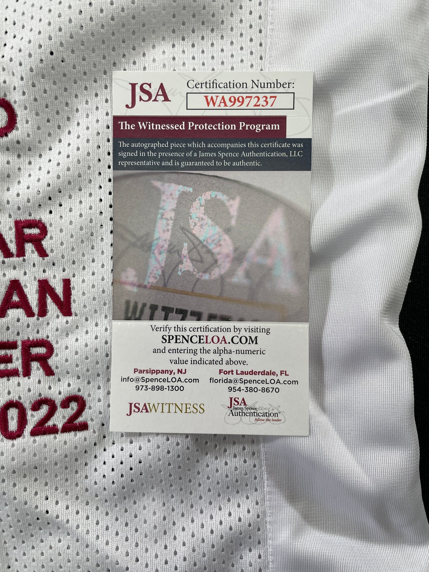 JOHNNY MANZIEL WHITE TEXAS A&M SIGNED STAT JERSEY w/"Home of the 12th Man" JSA