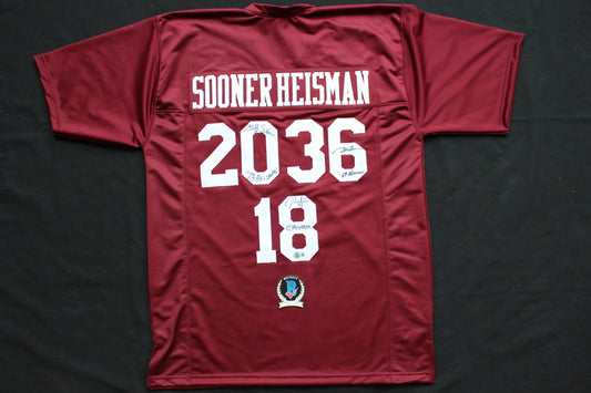STEVE OWENS BILLY SIMS JASON WHITE SIGNED OKLAHOMA SOONERS JERSEY BAS
