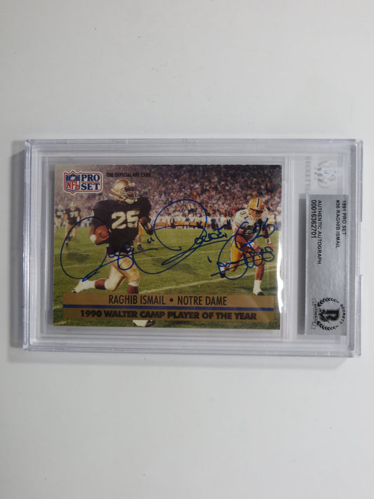 RAGHIB ROCKET ISMAIL SIGNED BGS BAS Slab 1991 Pro Set #36 Notre Dame AUTO
