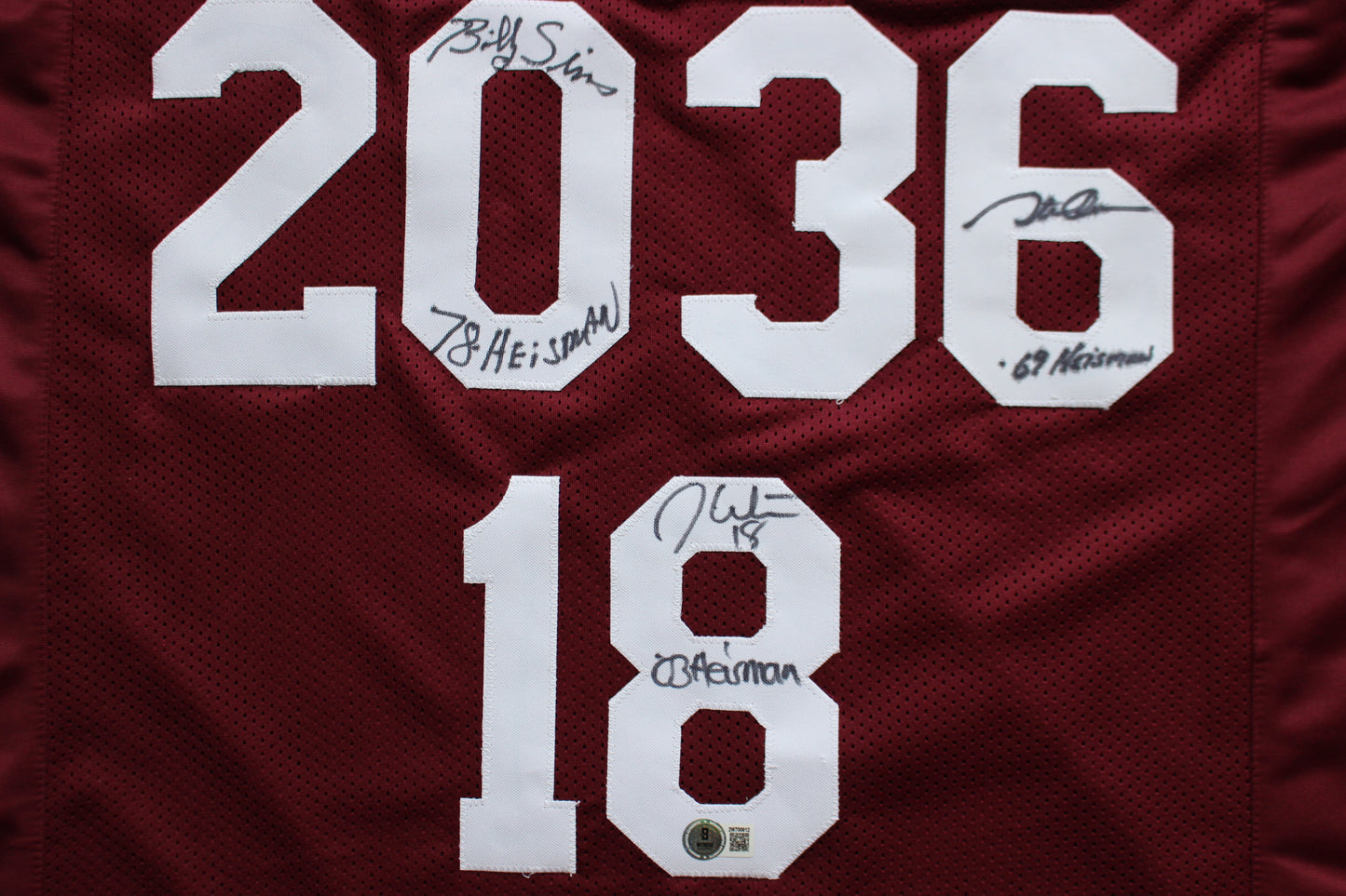 STEVE OWENS BILLY SIMS JASON WHITE SIGNED OKLAHOMA SOONERS JERSEY BAS