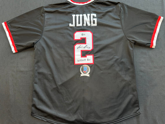 JACE JUNG SIGNED BLACK TEXAS TECH JERSEY w/ "Wreck 'Em" Tigers BAS