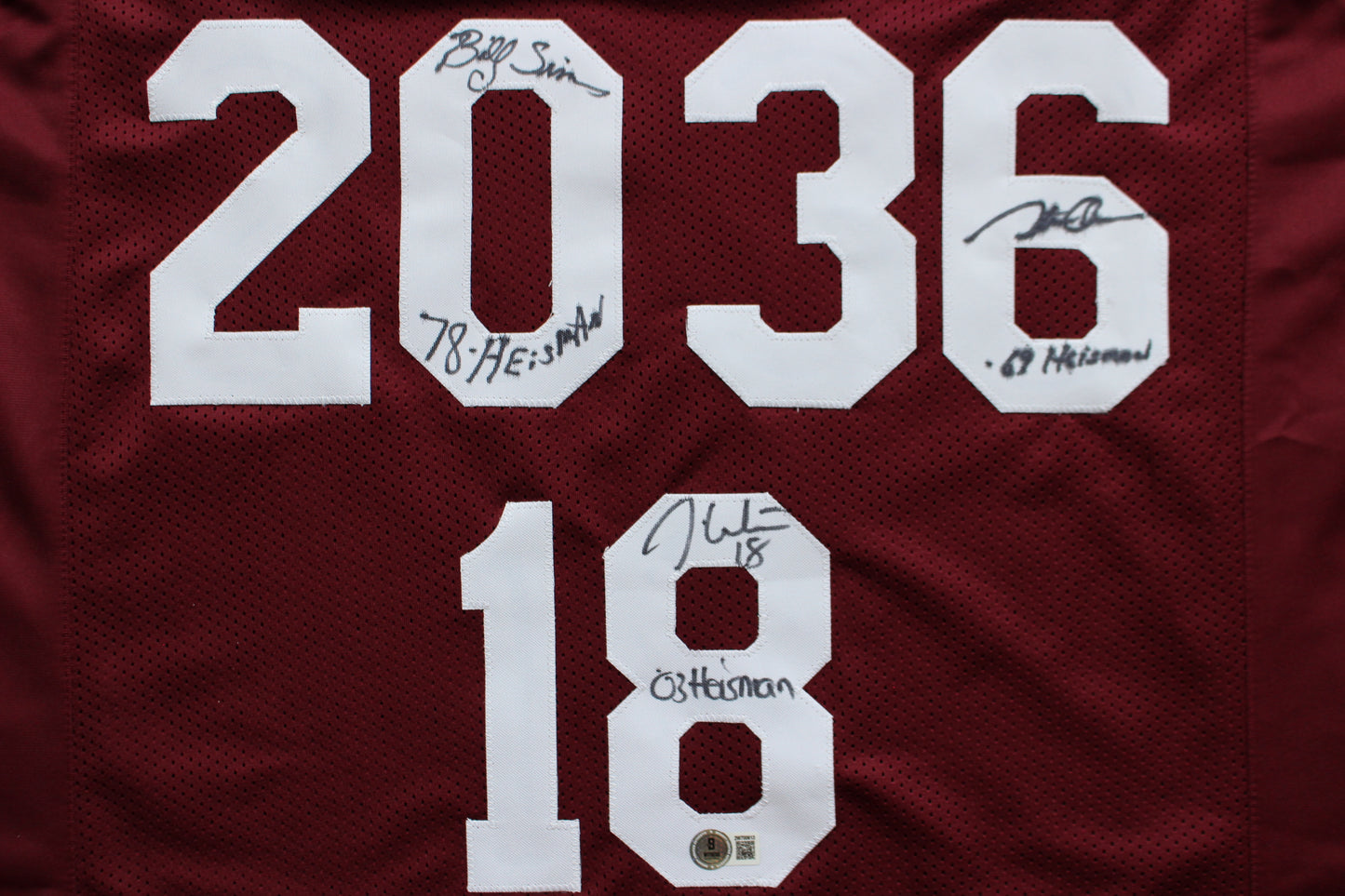 STEVE OWENS BILLY SIMS JASON WHITE SIGNED OKLAHOMA SOONERS JERSEY BAS