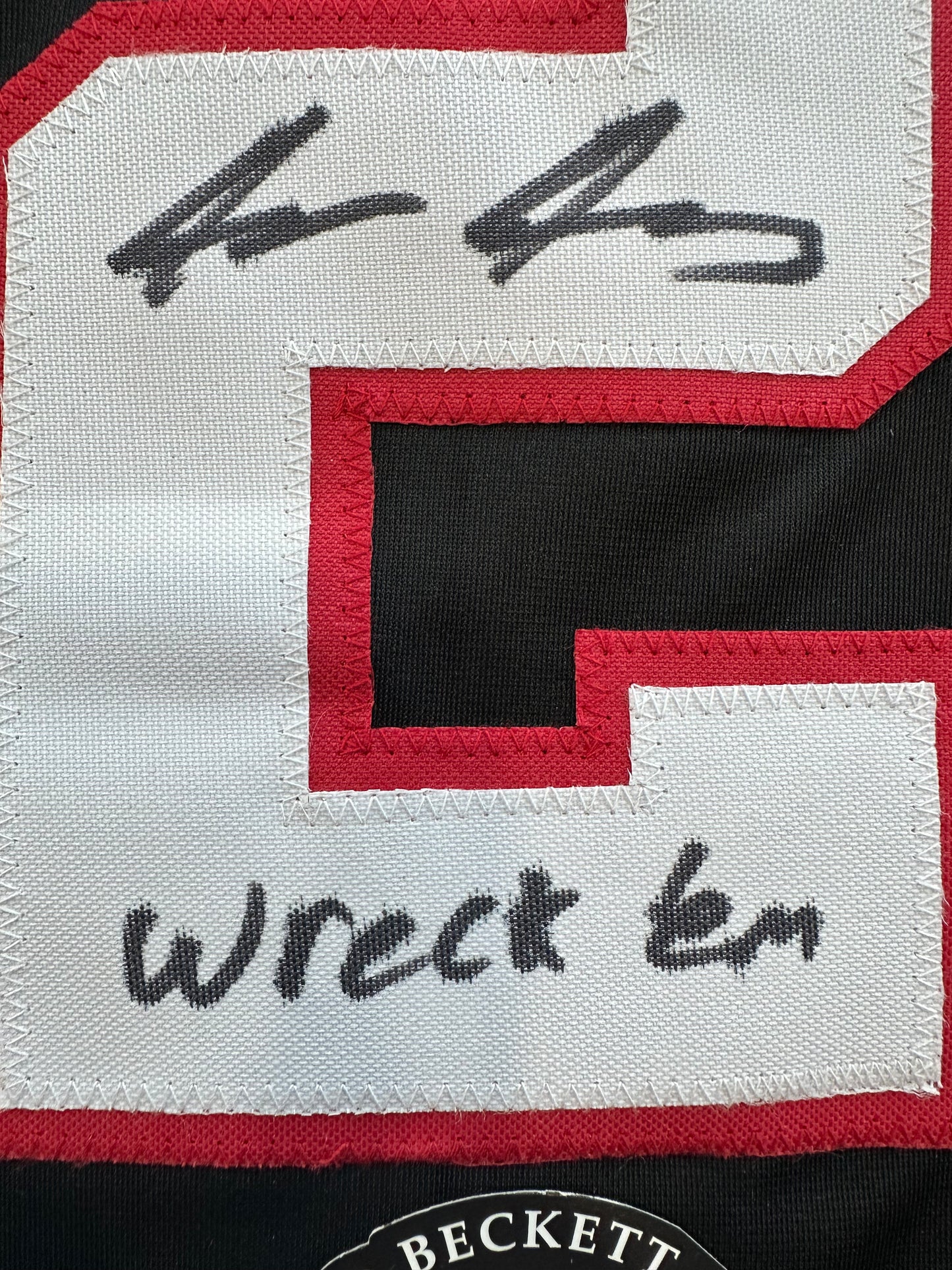 JACE JUNG SIGNED BLACK TEXAS TECH JERSEY w/ "Wreck 'Em" Tigers BAS