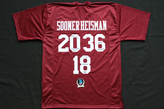 STEVE OWENS BILLY SIMS JASON WHITE SIGNED OKLAHOMA SOONERS JERSEY BAS