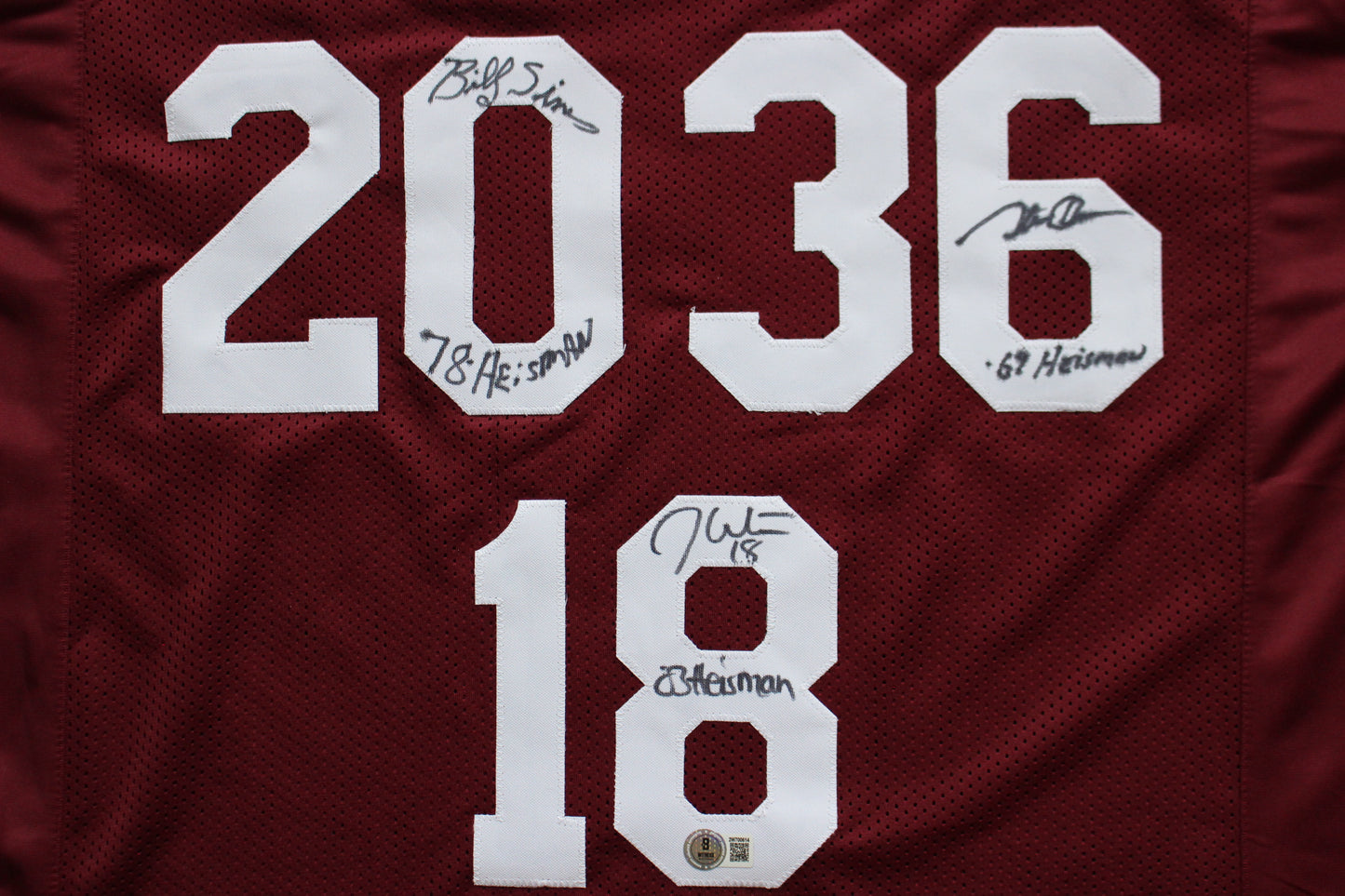 STEVE OWENS BILLY SIMS JASON WHITE SIGNED OKLAHOMA SOONERS JERSEY BAS