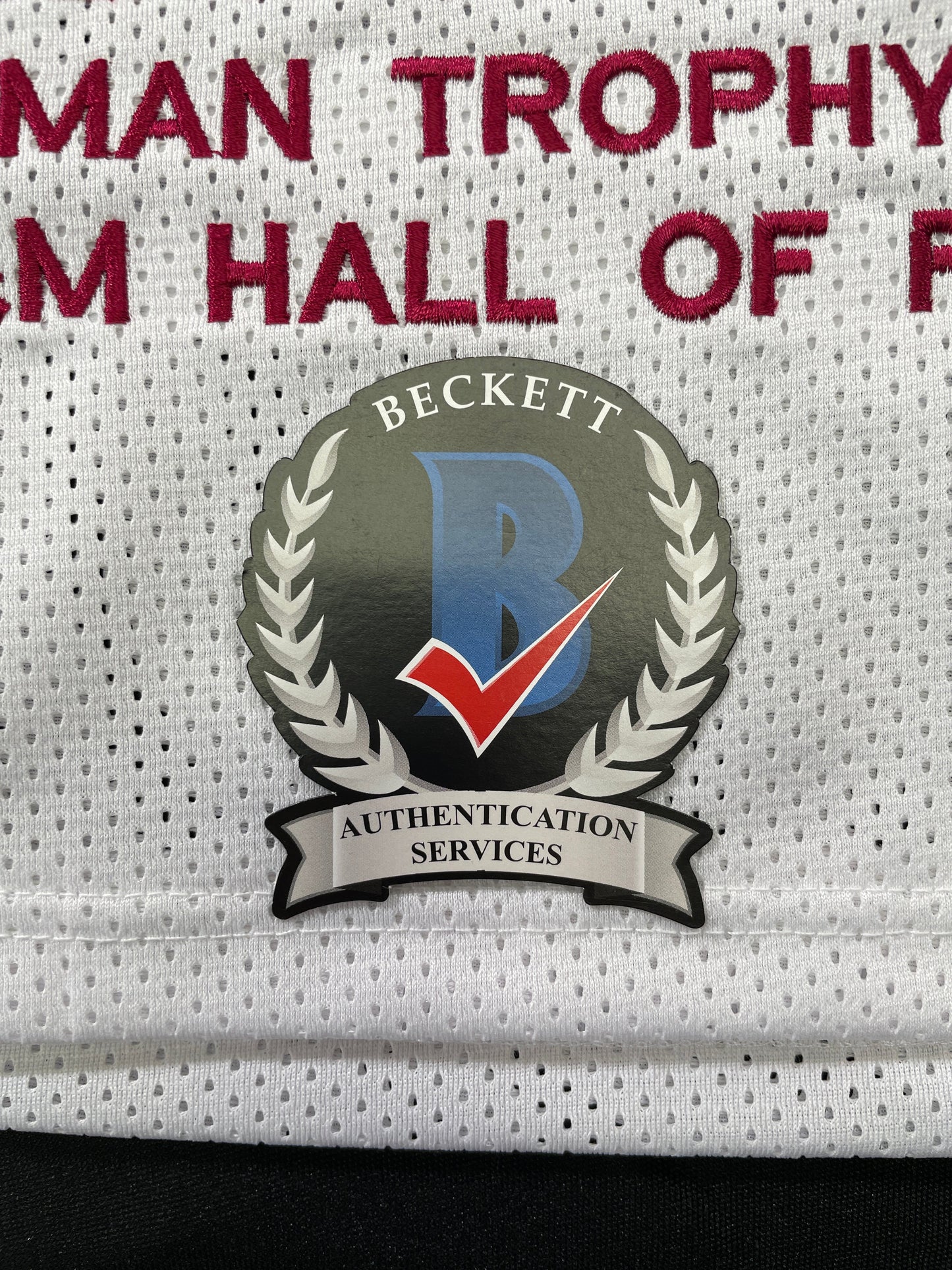 JOHNNY MANZIEL WHITE TEXAS A&M SIGNED STAT JERSEY w/" NCAA" BAS