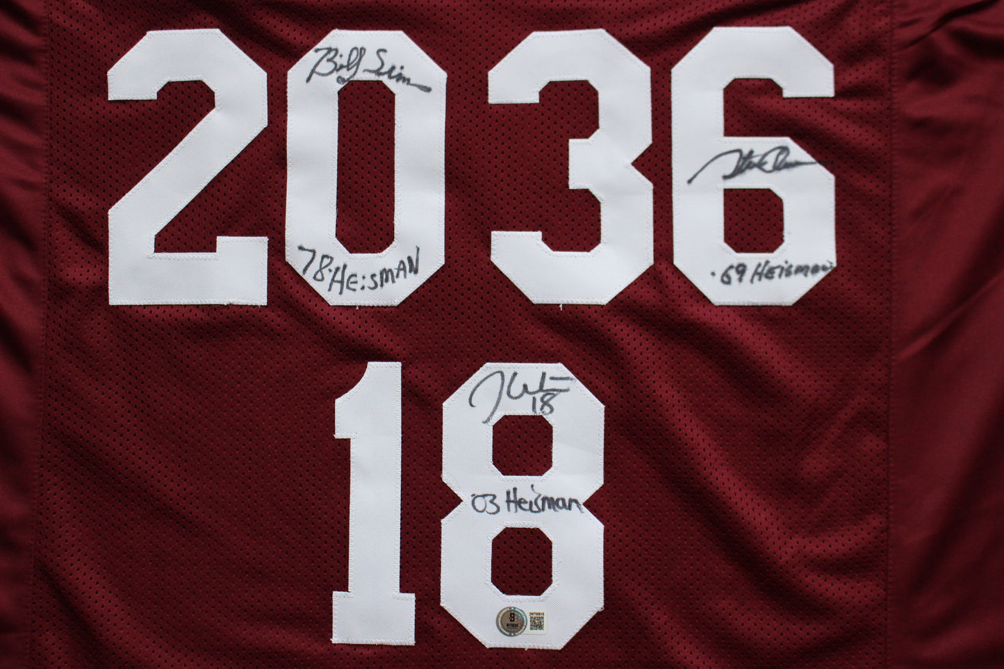 STEVE OWENS BILLY SIMS JASON WHITE SIGNED OKLAHOMA SOONERS JERSEY BAS