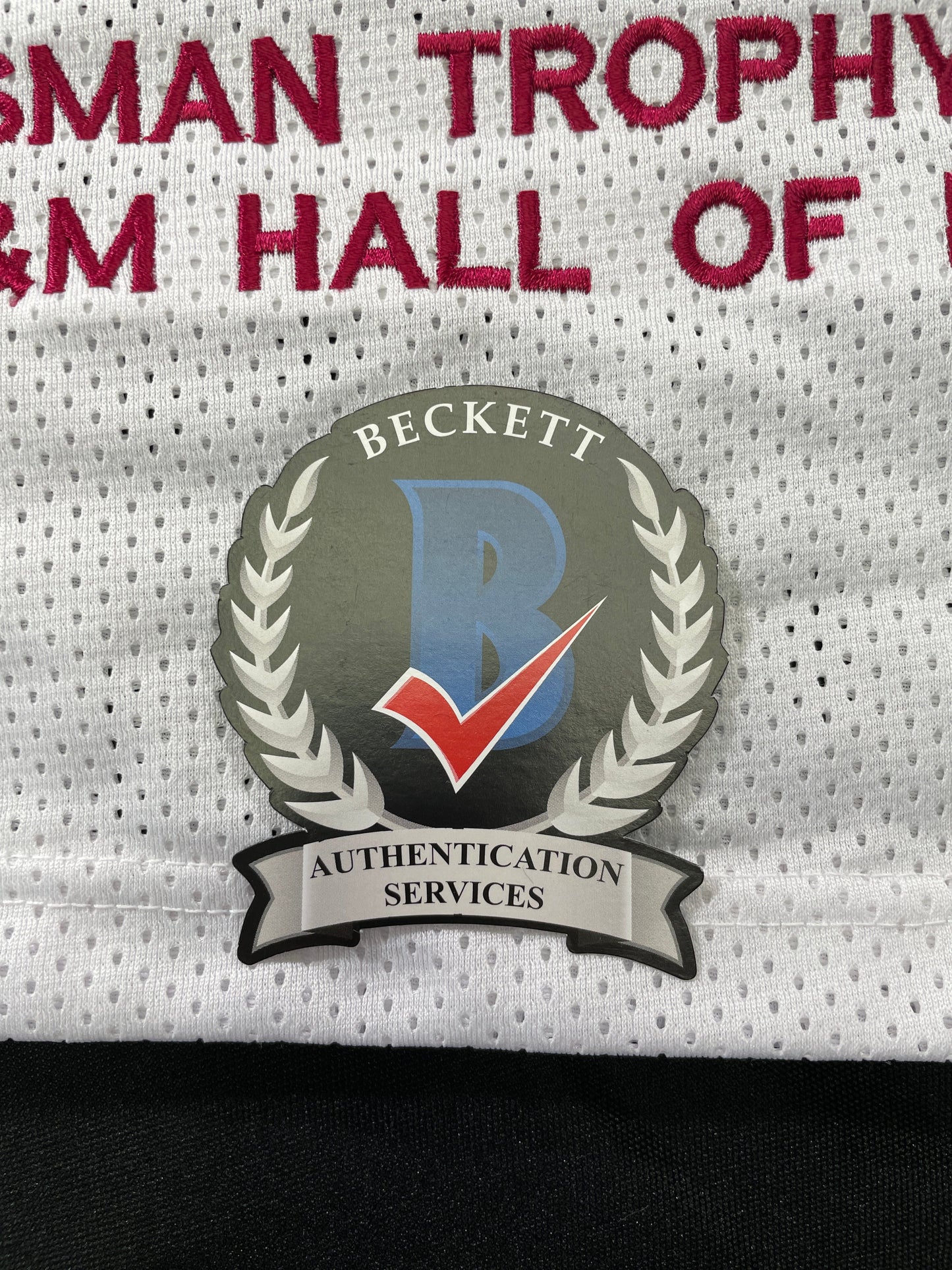 JOHNNY MANZIEL WHITE TEXAS A&M SIGNED STAT JERSEY w/"Home of the 12th Man" BAS