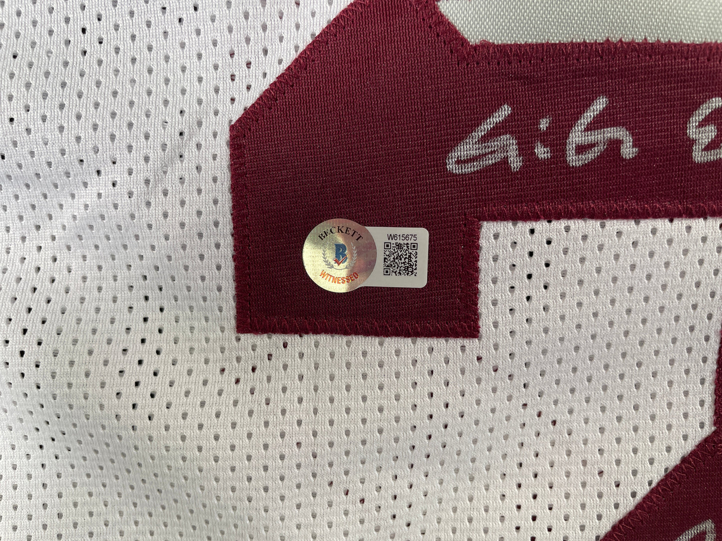 JOHNNY MANZIEL WHITE TEXAS A&M SIGNED STAT JERSEY w/"Home of the 12th Man" BAS