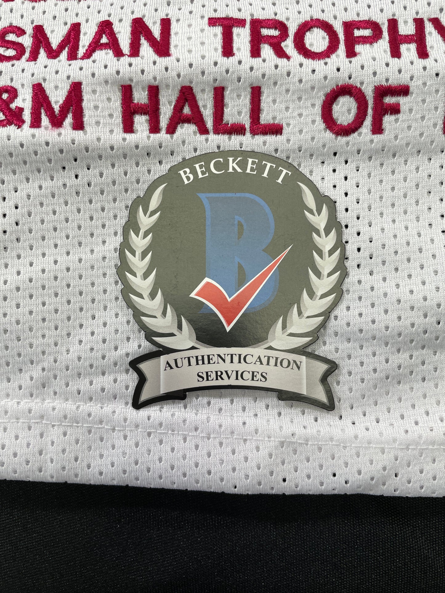 JOHNNY MANZIEL WHITE TEXAS A&M SIGNED STAT JERSEY w/"Home of the 12th Man" BAS