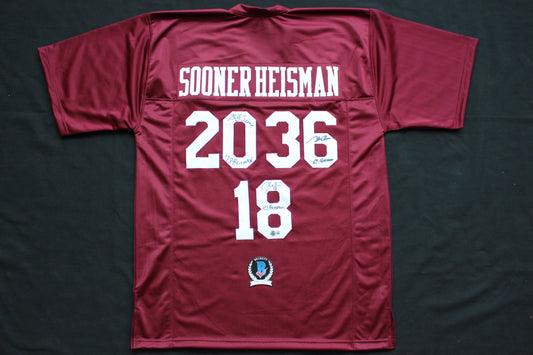 STEVE OWENS BILLY SIMS JASON WHITE SIGNED OKLAHOMA SOONERS JERSEY BAS