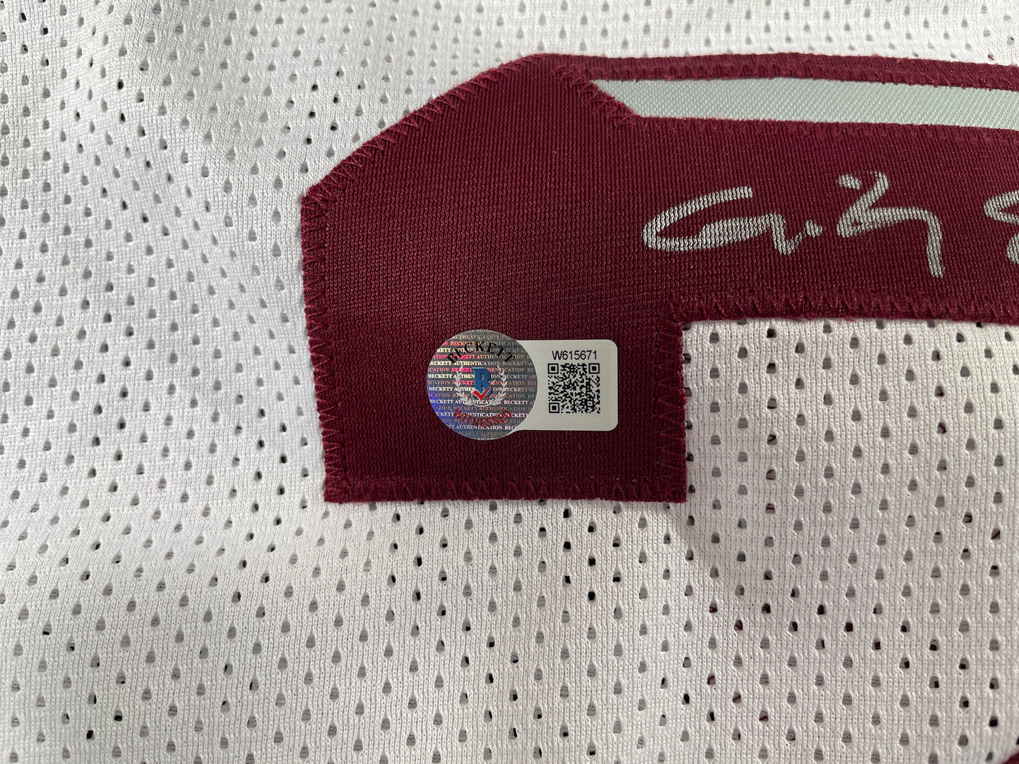 JOHNNY MANZIEL WHITE TEXAS A&M SIGNED STAT JERSEY w/" NCAA" BAS