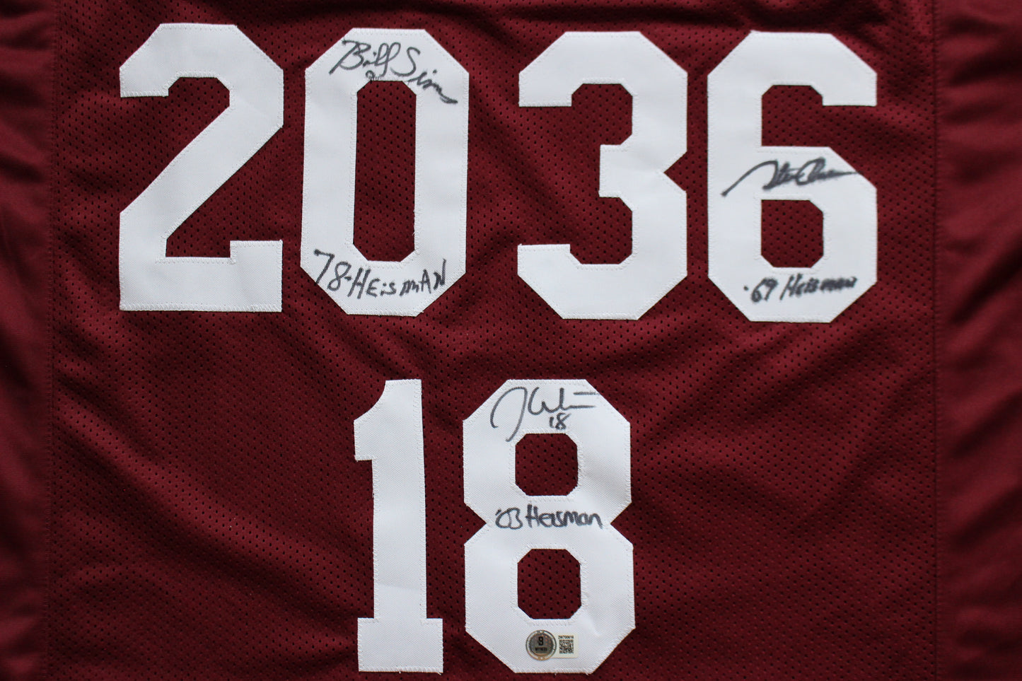 STEVE OWENS BILLY SIMS JASON WHITE SIGNED OKLAHOMA SOONERS JERSEY BAS