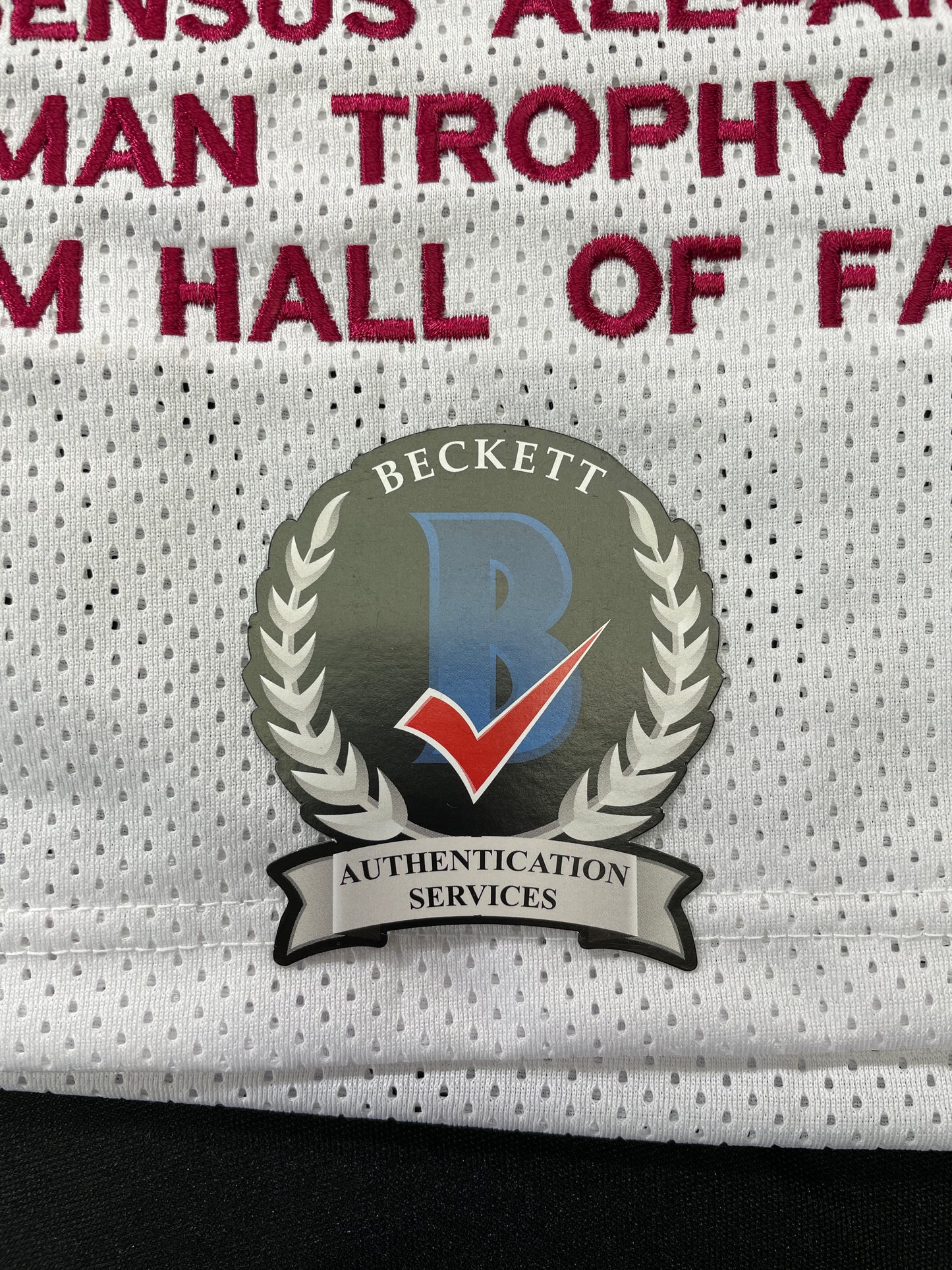 JOHNNY MANZIEL WHITE TEXAS A&M SIGNED STAT JERSEY w/" NCAA" BAS