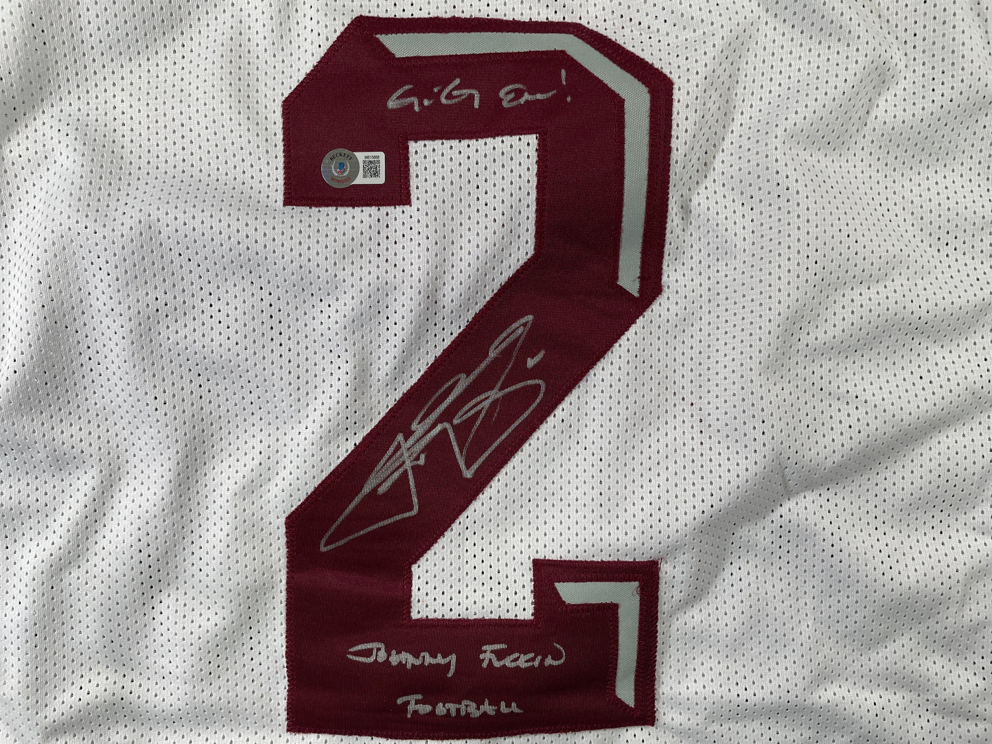 JOHNNY MANZIEL WHITE TEXAS A&M SIGNED STAT JERSEY w/"Johnny Fuckin Football" BAS