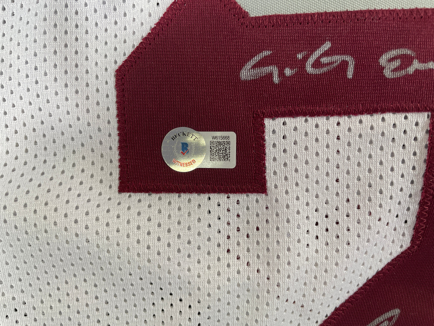JOHNNY MANZIEL WHITE TEXAS A&M SIGNED STAT JERSEY w/"Johnny Fuckin Football" BAS