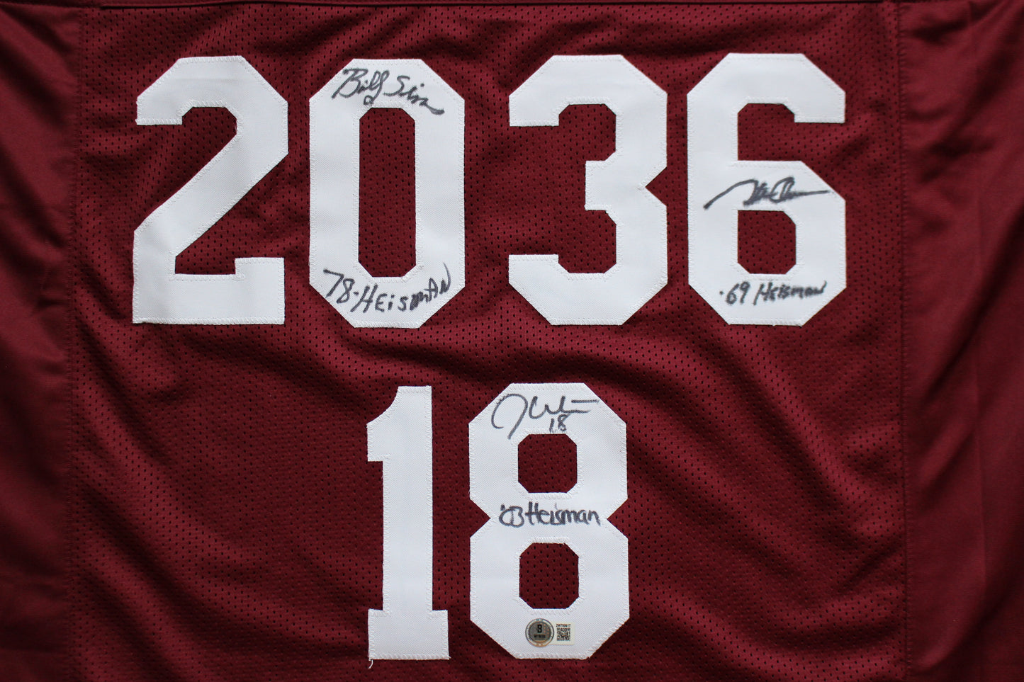 STEVE OWENS BILLY SIMS JASON WHITE SIGNED OKLAHOMA SOONERS JERSEY BAS