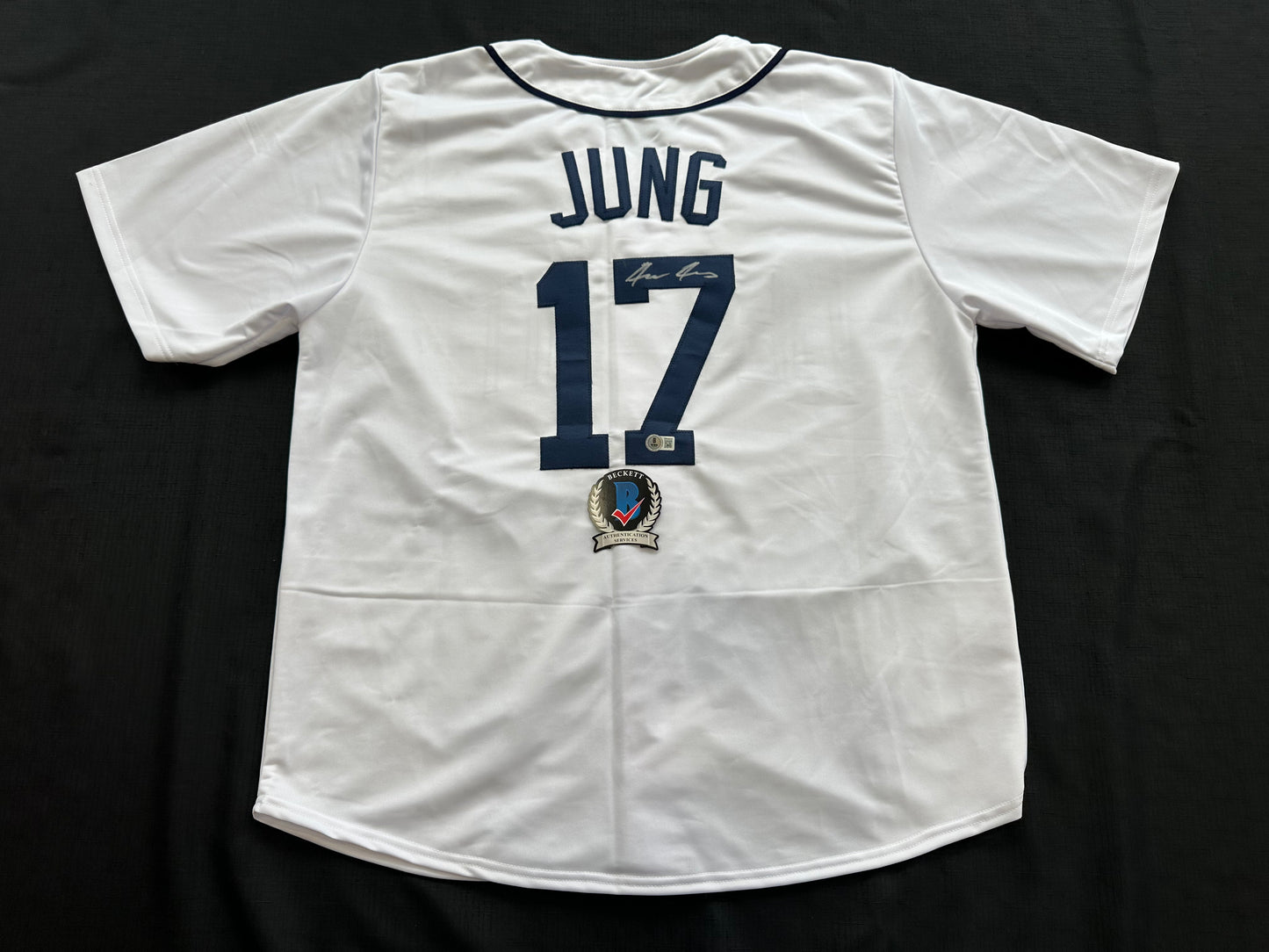JACE JUNG SIGNED WHITE DETROIT TIGERS JERSEY Texas Tech BAS