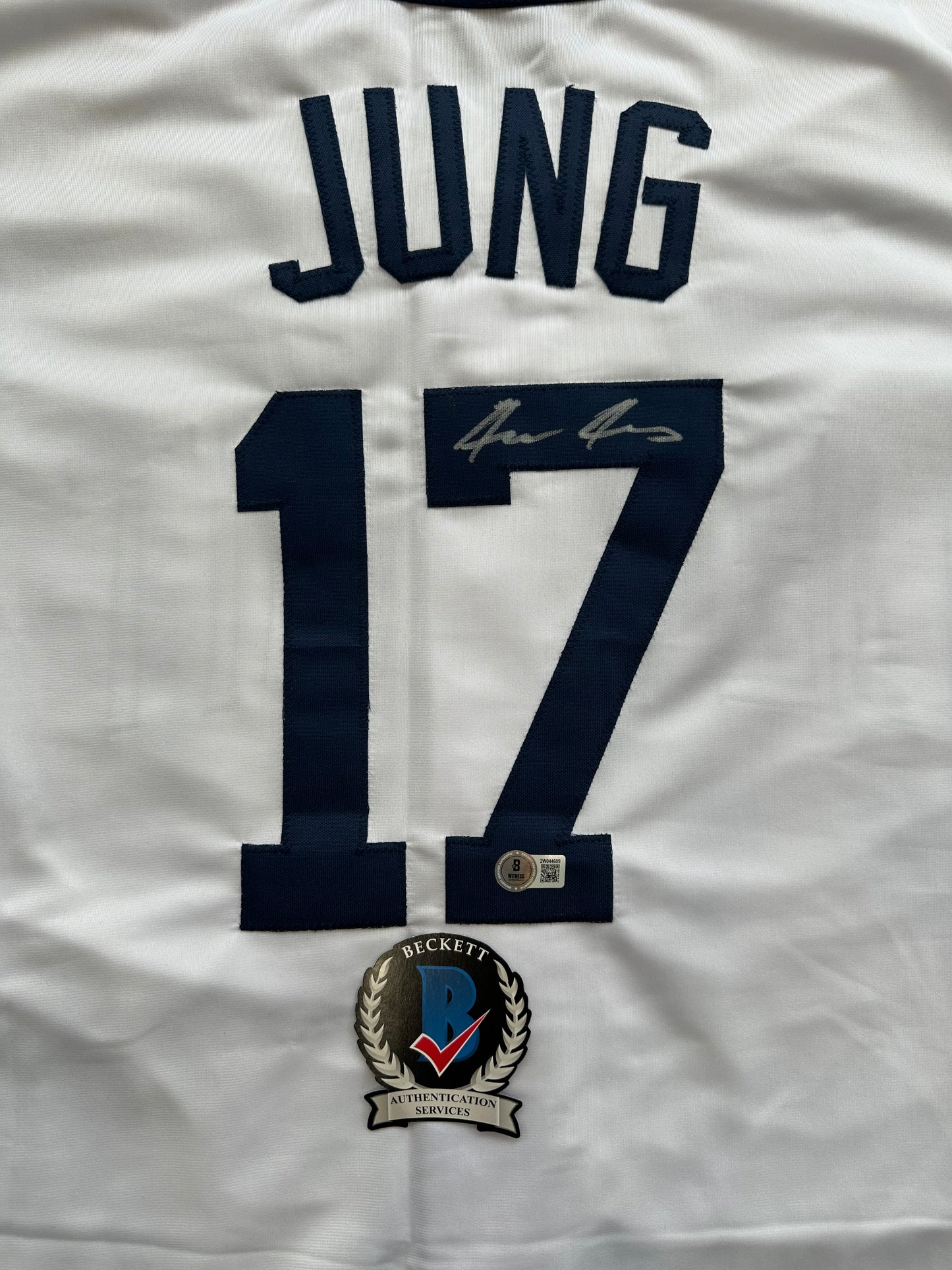 JACE JUNG SIGNED WHITE DETROIT TIGERS JERSEY Texas Tech BAS