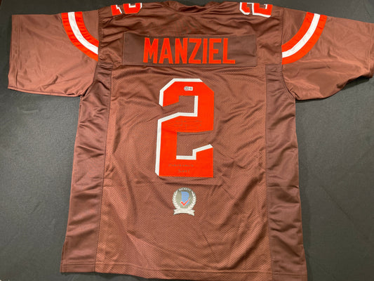 JOHNNY MANZIEL CLEVELAND BROWN SIGNED BROWN JERSEY w/Cleveland Sucks BGS