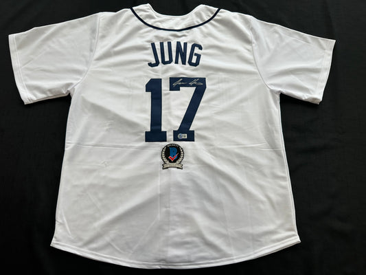 JACE JUNG SIGNED WHITE DETROIT TIGERS JERSEY Texas Tech BAS
