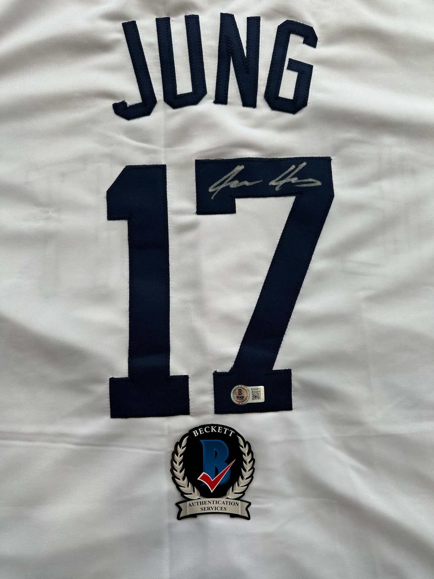 JACE JUNG SIGNED WHITE DETROIT TIGERS JERSEY Texas Tech BAS