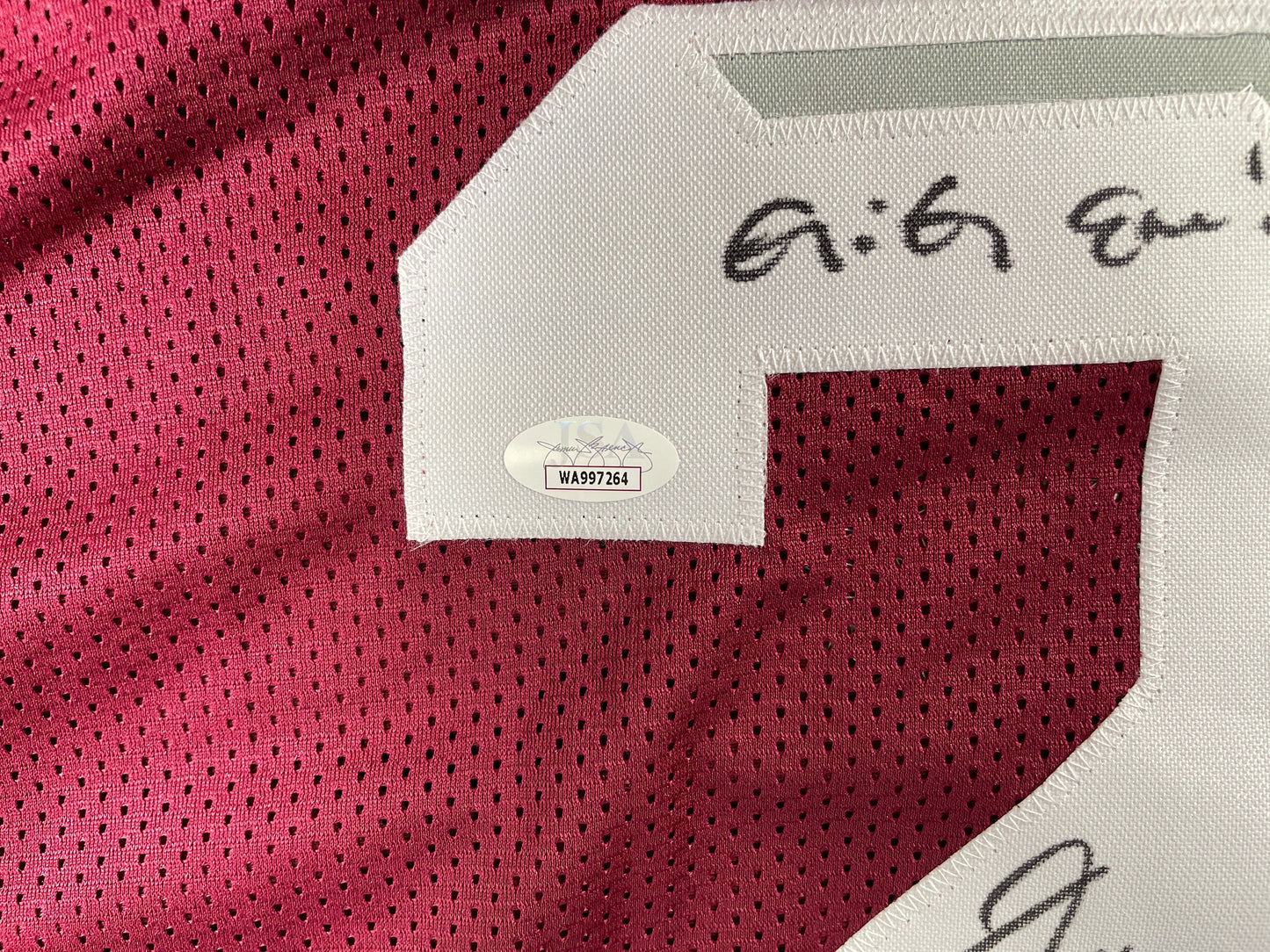 JOHNNY MANZIEL MAROON TEXAS A&M SIGNED STAT JERSEY w/"Home of the 12th Man" JSA