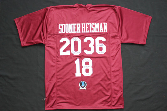 STEVE OWENS BILLY SIMS JASON WHITE SIGNED OKLAHOMA SOONERS JERSEY BAS