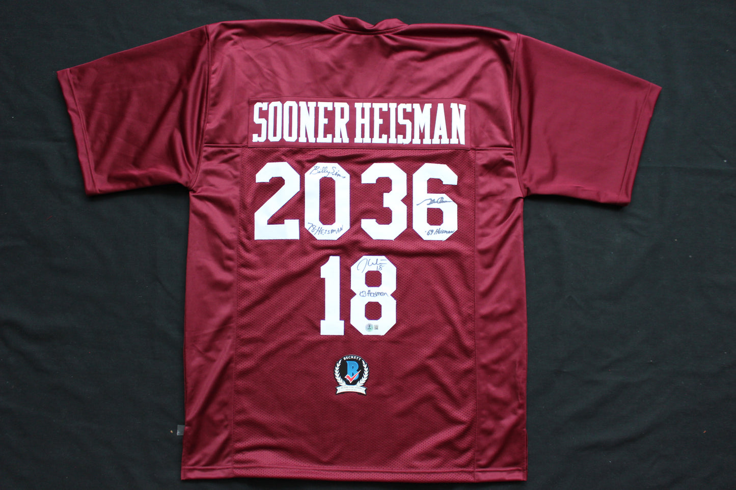 STEVE OWENS BILLY SIMS JASON WHITE SIGNED OKLAHOMA SOONERS JERSEY BAS
