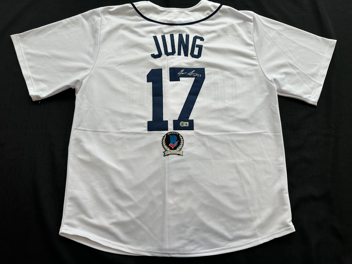JACE JUNG SIGNED WHITE DETROIT TIGERS JERSEY Texas Tech BAS