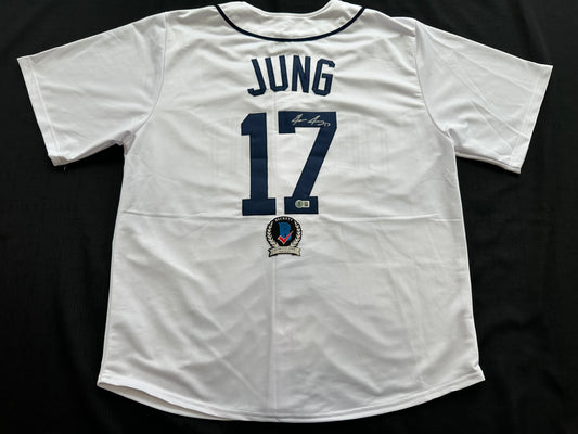 JACE JUNG SIGNED WHITE DETROIT TIGERS JERSEY Texas Tech BAS