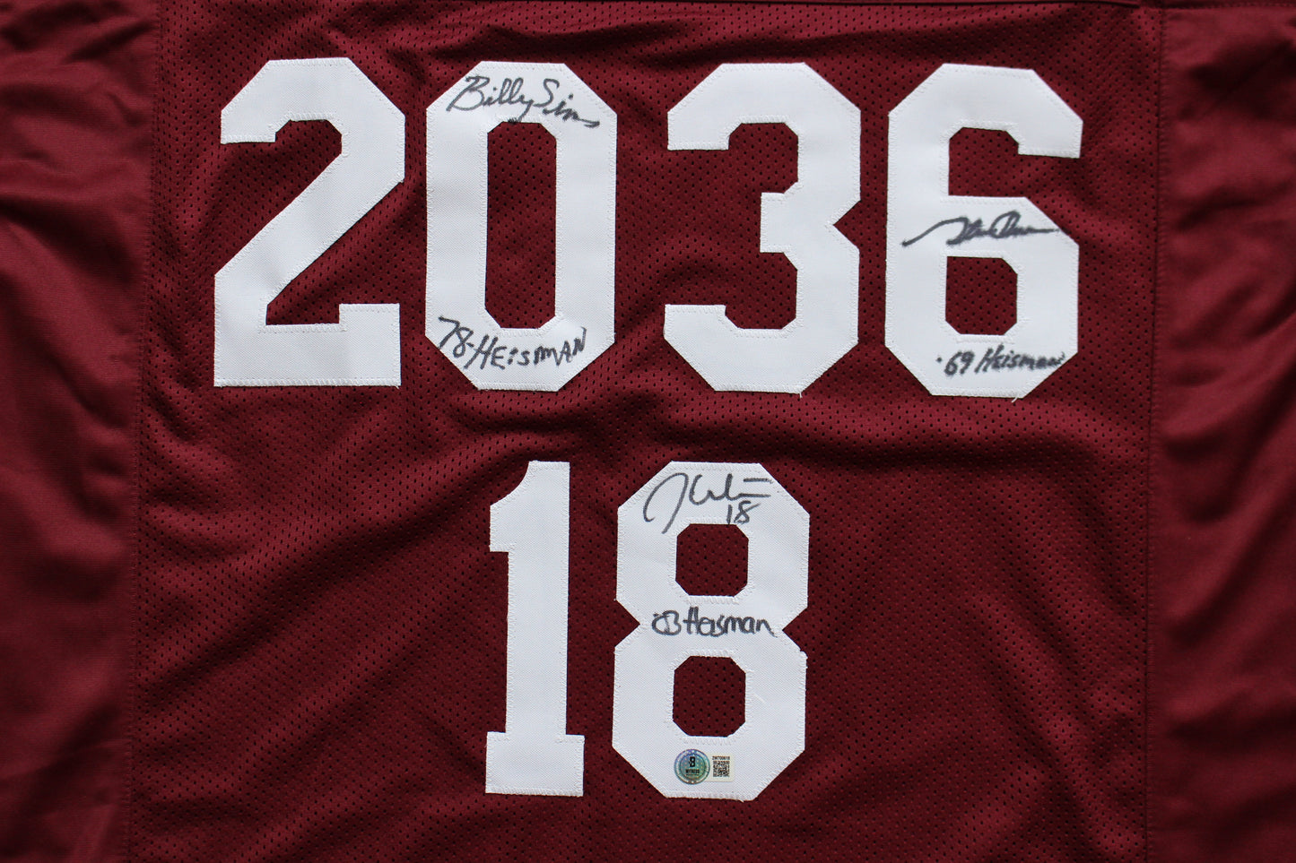 STEVE OWENS BILLY SIMS JASON WHITE SIGNED OKLAHOMA SOONERS JERSEY BAS