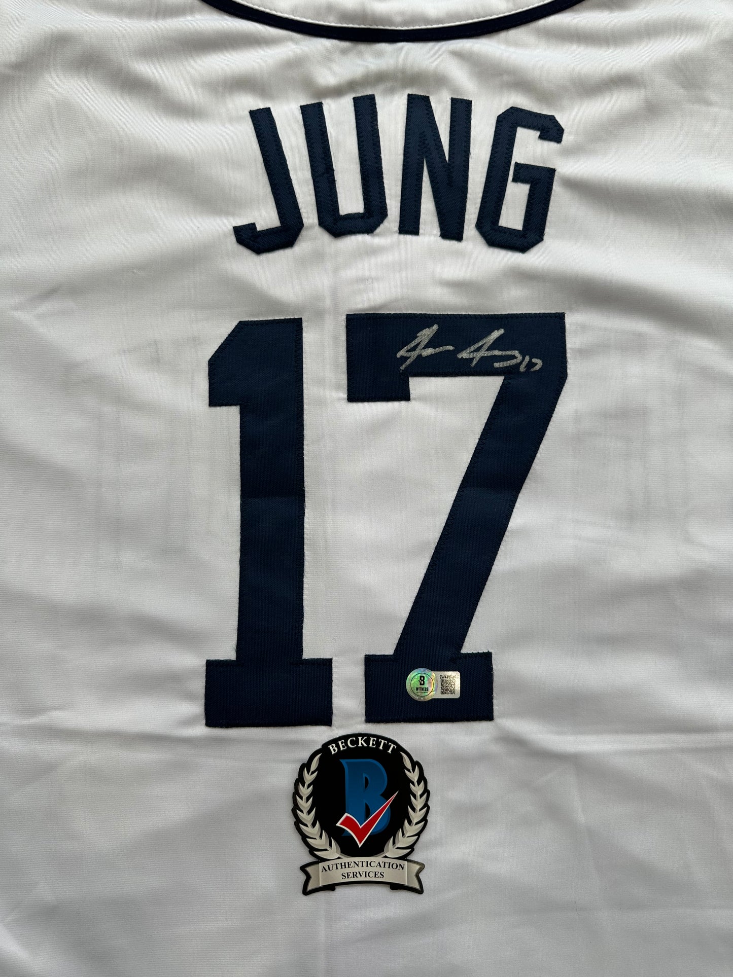 JACE JUNG SIGNED WHITE DETROIT TIGERS JERSEY Texas Tech BAS