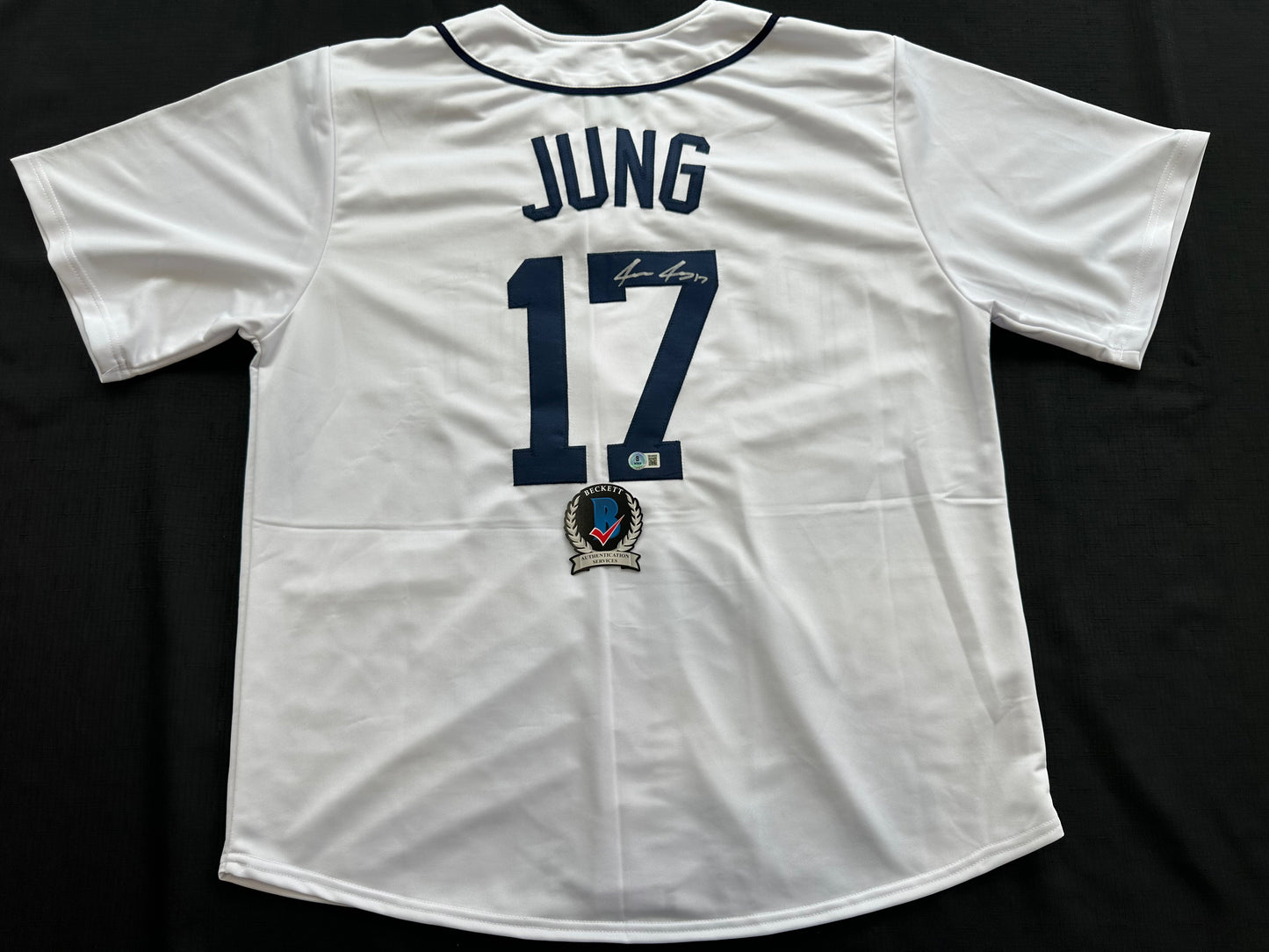 JACE JUNG SIGNED WHITE DETROIT TIGERS JERSEY Texas Tech BAS