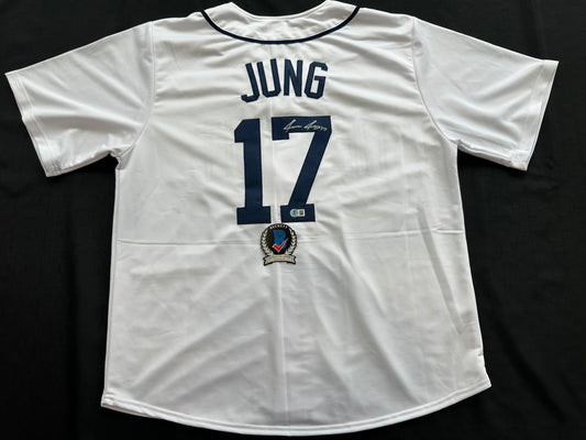 JACE JUNG SIGNED WHITE DETROIT TIGERS JERSEY Texas Tech BAS