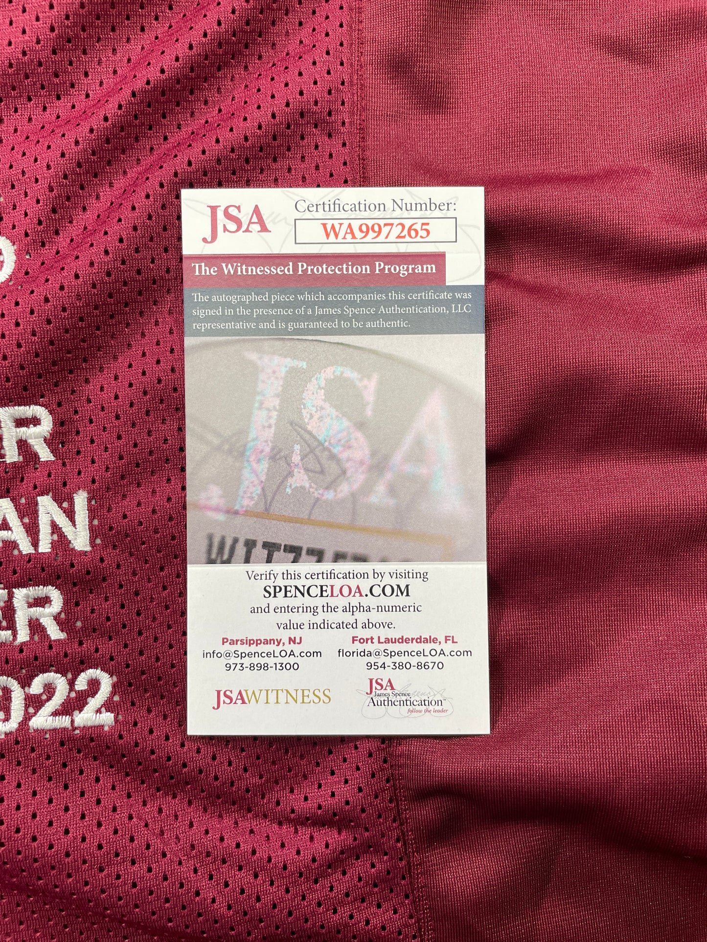 JOHNNY MANZIEL MAROON TEXAS A&M SIGNED STAT JERSEY w/"Home of the 12th Man" JSA